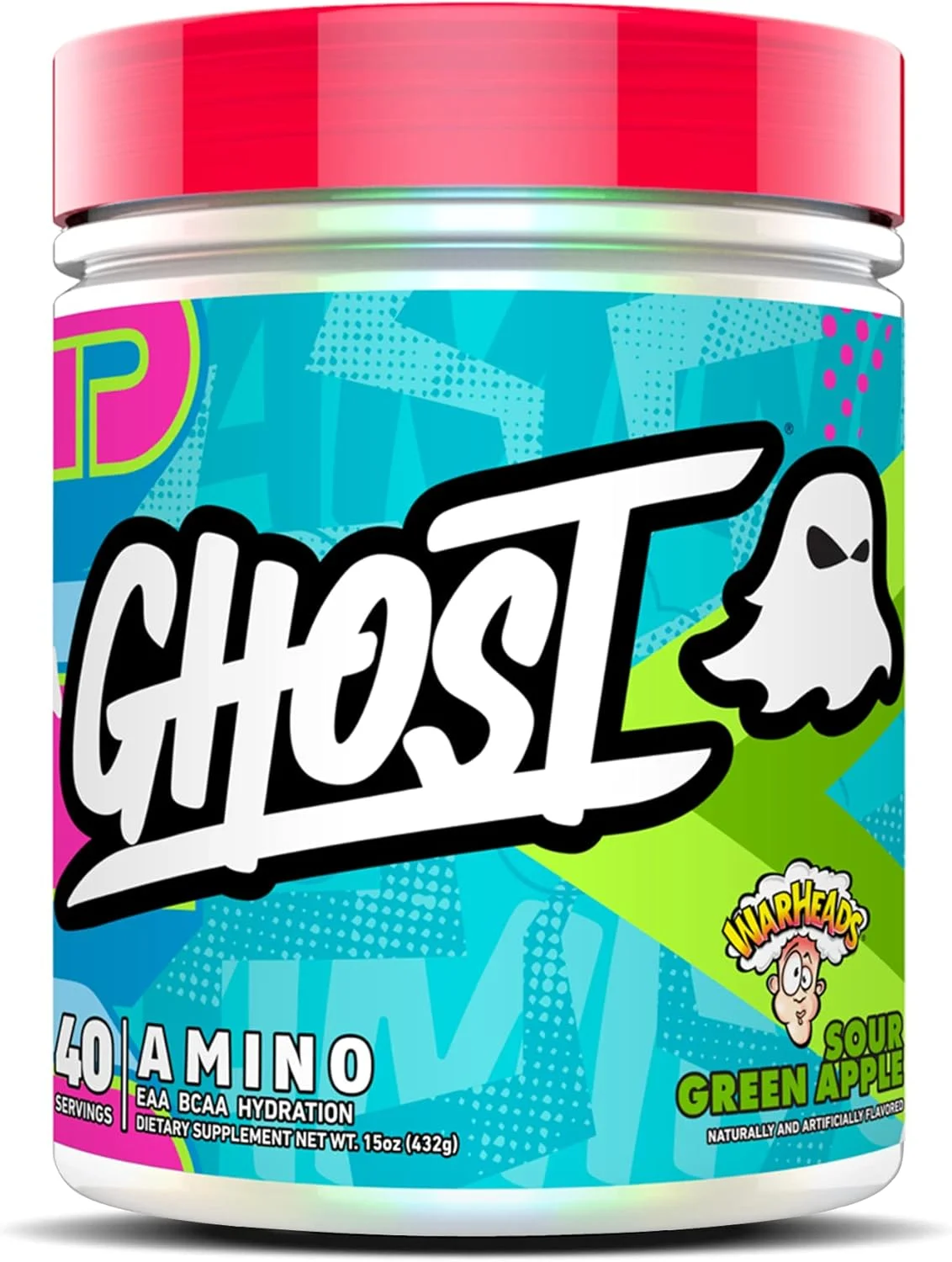 مکمل آمینو اسید ضروری GHOST، طعم سیب ترش Warheads - 20 سروینگ - پودر حین تمرین برای هیدراتاسیون و ریکاوری 4.5 گرم BCAA و 5.5 گرم EAA - فاقد سویا و گلوتن، وگان