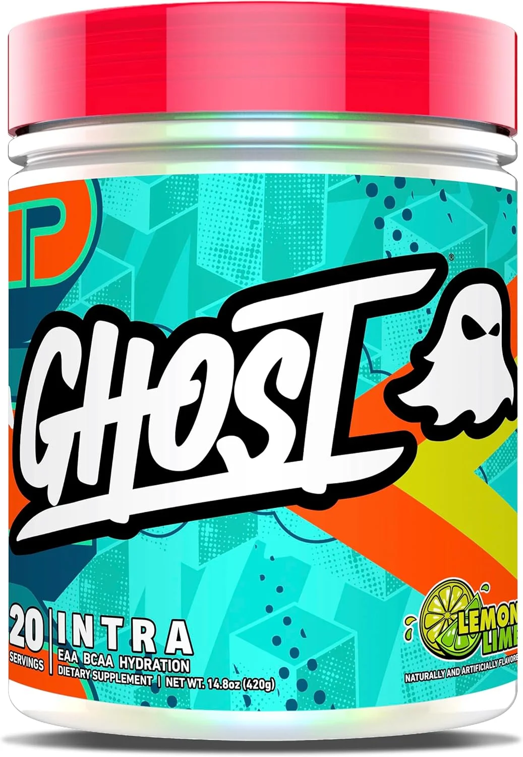 پودر حین تمرین GHOST - اسیدهای آمینه ضروری و شاخه دار و آبرسانی - پشتیبانی از ریکاوری عضلات و تمرکز - پودرهای قبل، حین و بعد از تمرین (20 سروینگ، لیمو ترش)