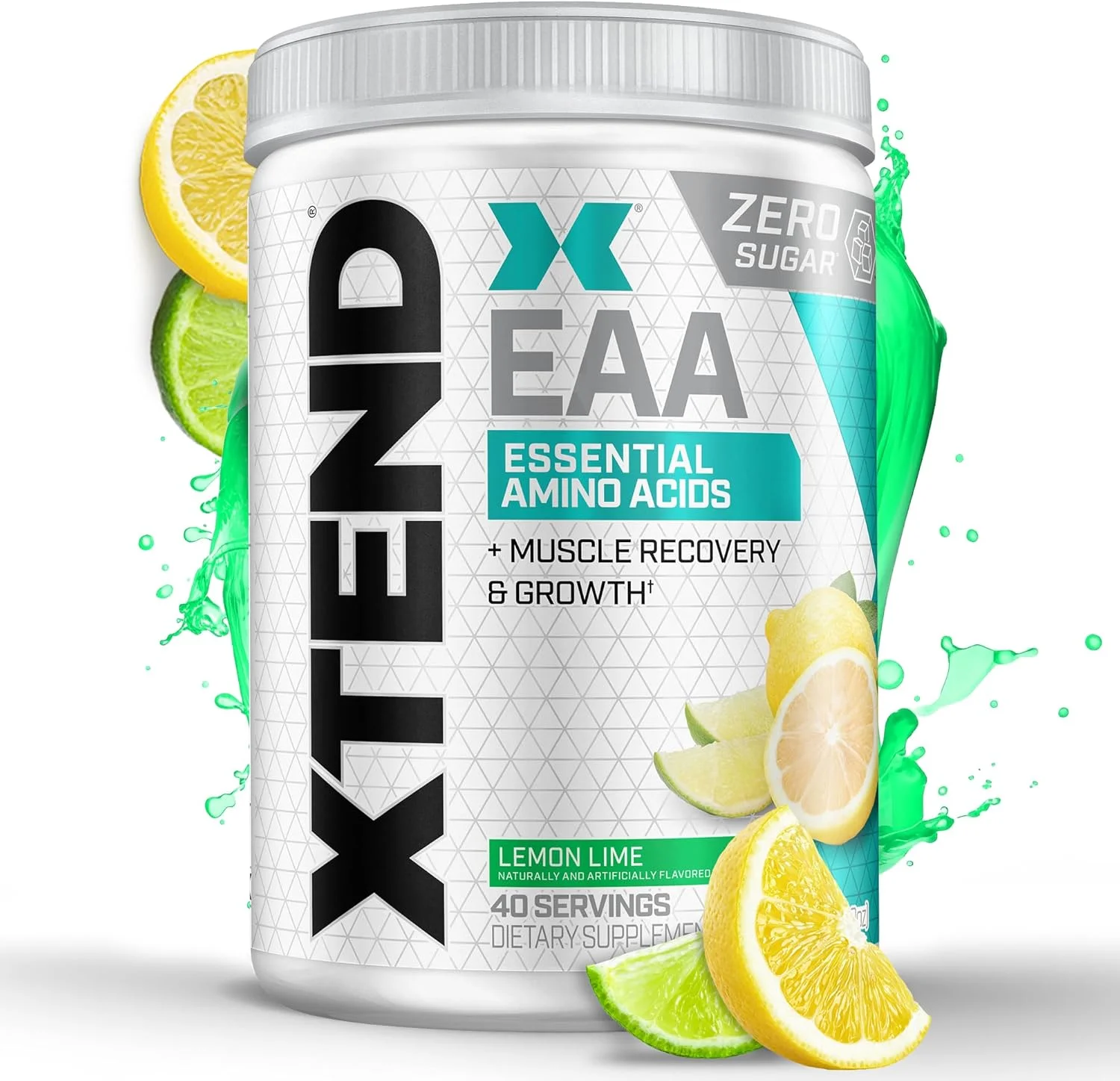 پودر آمینو اسیدهای ضروری و بی سی ای ای Scivation XTEND | ریکاوری عضلات و رشد عضلات بدون چربی | 9 آمینو اسید ضروری برای استفاده در حین تمرین یا بعد از تمرین | 10 گرم آمینو اسیدهای ضروری در هر 2 پیمانه | لیمو ترش 40 سروینگ