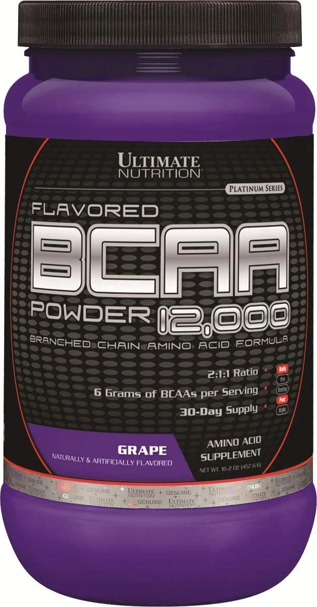 پودر BCAA طعم‌دار آلتیمیت نوتریشن - بدون کافئین با 3 گرم لوسین، 1.5 گرم والین، 1.5 گرم ایزولوسین - مکمل اسید آمینه بعد از تمرین، انگور، 60 سروینگ