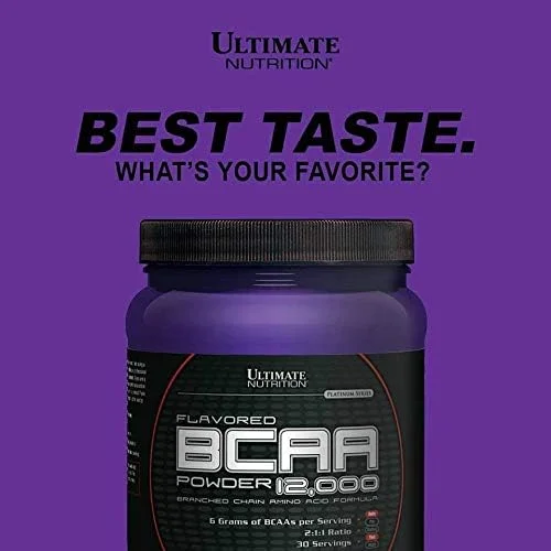 پودر BCAA طعم‌دار آلتیمیت نوتریشن - بدون کافئین با 3 گرم لوسین، 1.5 گرم والین، 1.5 گرم ایزولوسین - مکمل اسید آمینه بعد از تمرین، انگور، 60 سروینگ