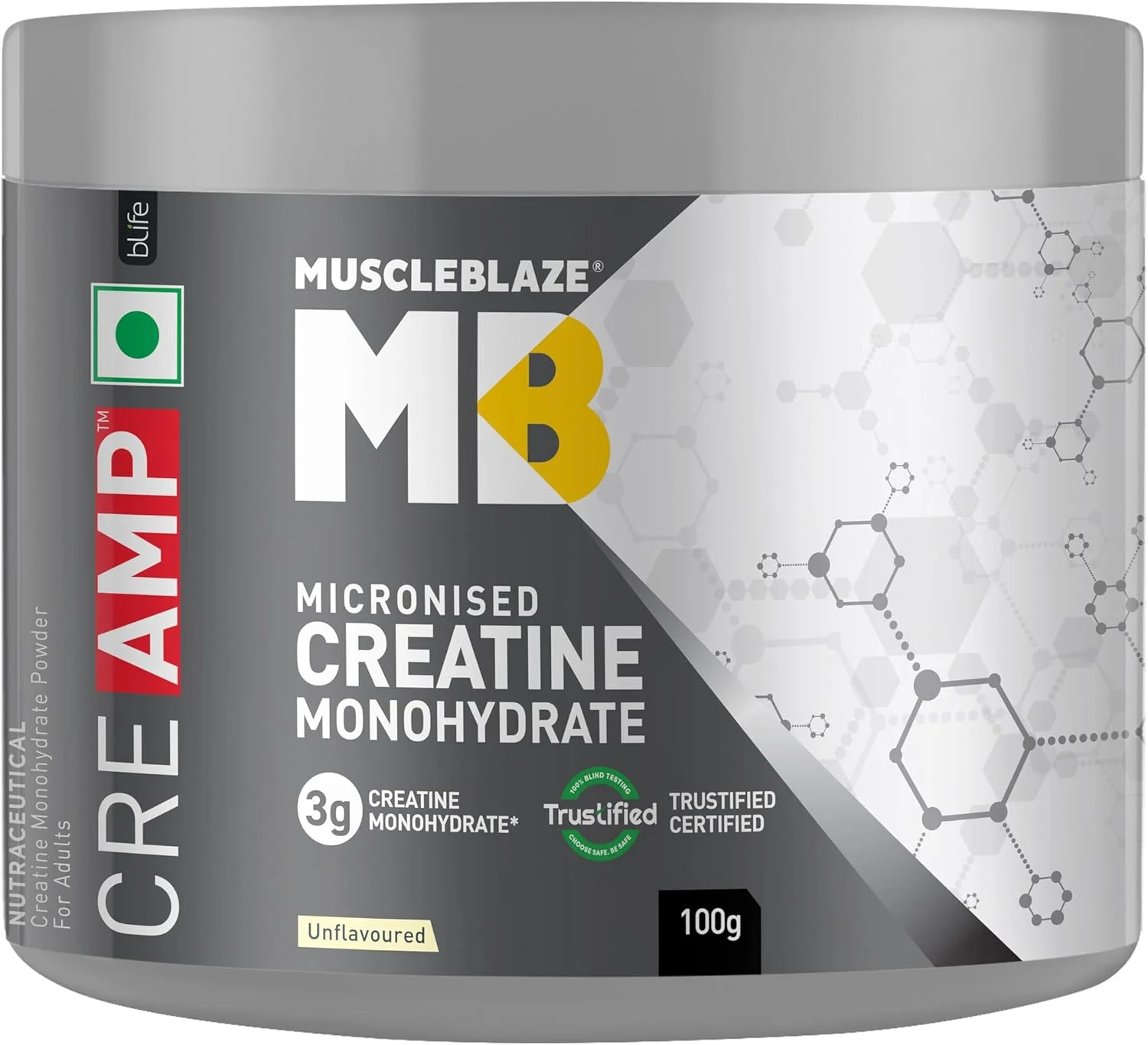 کراتین مونوهیدرات ماسل بلز، کراتین دارای گواهی Labdoor Usa (بدون طعم، 100 گرم / 0.22 پوند، 33 سروینگ) 100 گرم (بسته 1 عددی)