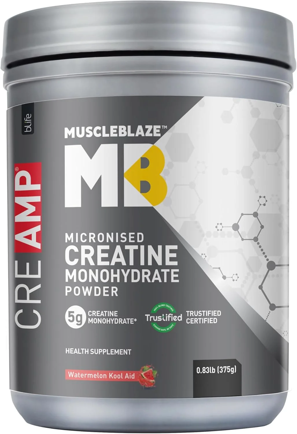 کراتین مونوهیدرات میکرونیزه MuscleBlaze CreAMP (طعم هندوانه، 375 گرم)