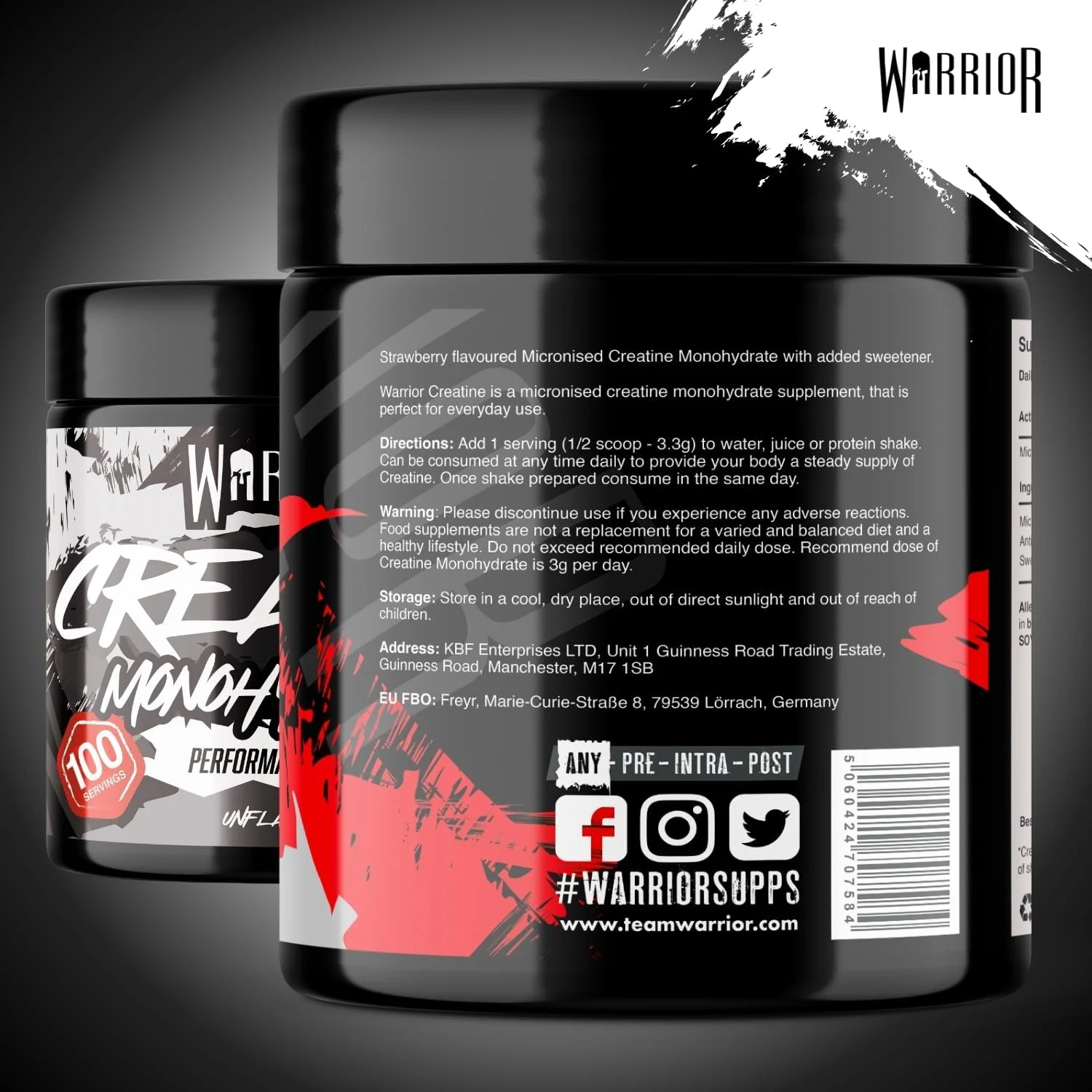 پودر کراتین مونوهیدرات Warrior - 300 گرم - میکرونیزه شده برای مخلوط شدن و مصرف آسان - 100% کراتین خالص - ثابت شده برای بهبود عملکرد بدنی و ریکاوری، 60 سروینگ 5 گرمی، بدون طعم