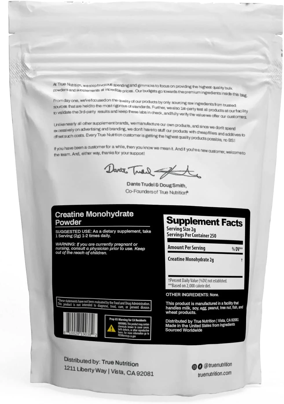 پودر کراتین مونوهیدرات True Nutrition - پودر کراتین میکرونیزه - افزایش حجم عضلانی، قدرت ماهیچه ها و شدت تمرینات - مکمل قبل و بعد از تمرین - 500 گرم