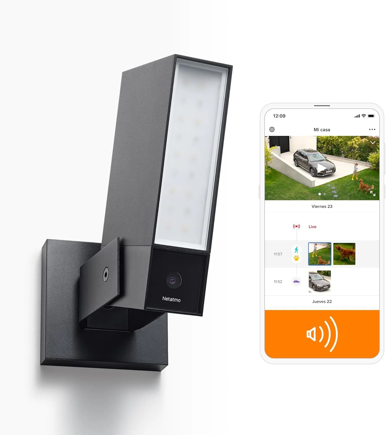 دوربین مداربسته هوشمند فضای باز Netatmo AMZ با آژیر 105 دسی بل، وای فای، نورپردازی داخلی، تشخیص حرکت، دید در شب، بدون نیاز به اشتراک، NOC-S-AMZ، 1080p