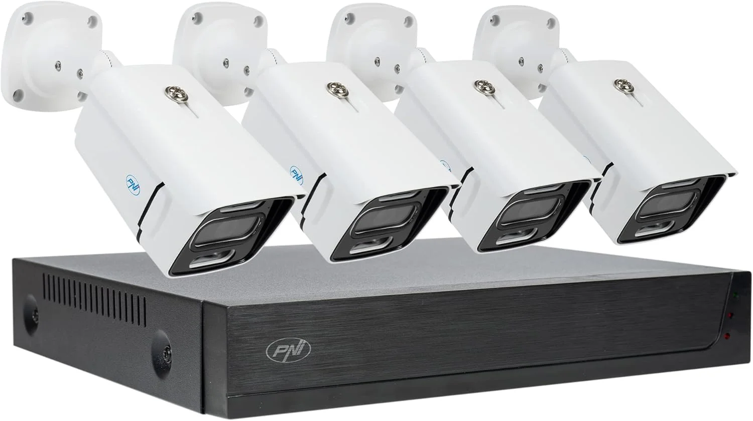 کیت نظارت تصویری PNI House IPMAX POE 3، NVR با 4 پورت POE و 4 دوربین با IP 3MP، مناسب فضای باز، Power over Ethernet