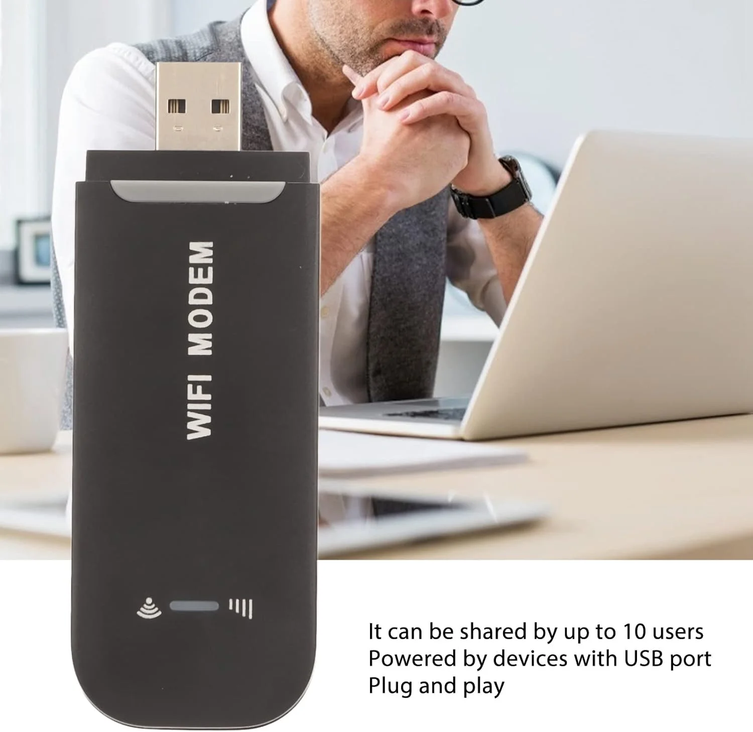 مودم USB 4G LTE، دستگاه های اینترنت همراه با اسلات سیم کارت، مینی روتر قابل حمل پرسرعت، تا 10 کاربر، مشکی