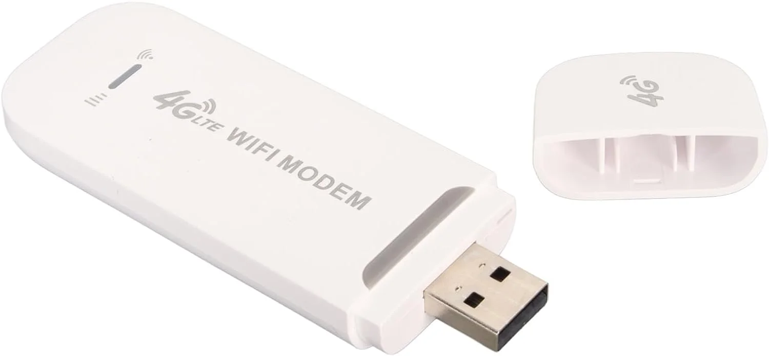 مودم روتر بی‌سیم 4G قابل حمل 150 مگابیت بر ثانیه، پشتیبانی از 10 دستگاه، مودم وای فای USB 4G LTE با اسلات سیم کارت استاندارد، استفاده آسان برای تلفن، تبلت، تلویزیون، ایمنی بالا برای کنترل داده (سفید)