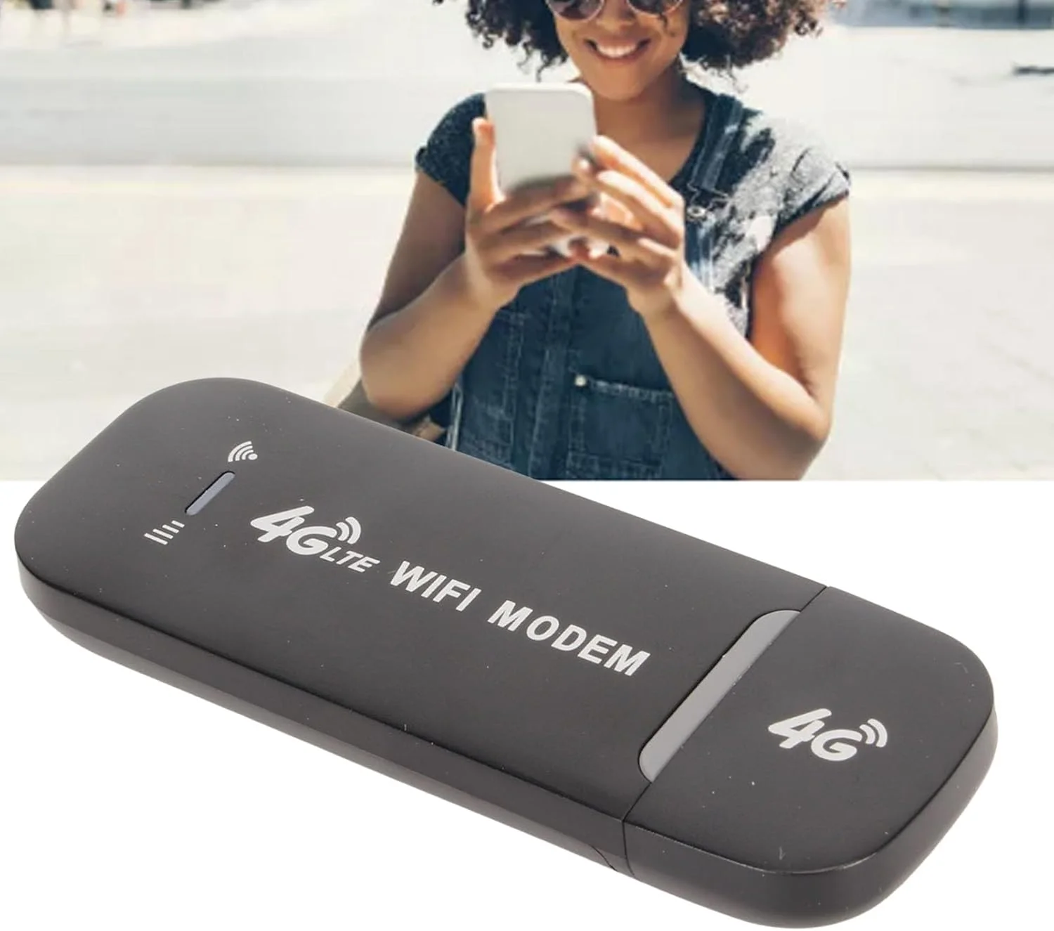 روتر بی‌سیم قابل حمل 4G با سرعت 150 مگابیت در ثانیه، پشتیبانی از 10 دستگاه، مودم USB WiFi 4G LTE با اسلات سیم کارت استاندارد، استفاده آسان برای تلفن، تبلت، تلویزیون، امنیت بالا برای کنترل داده (مشکی)