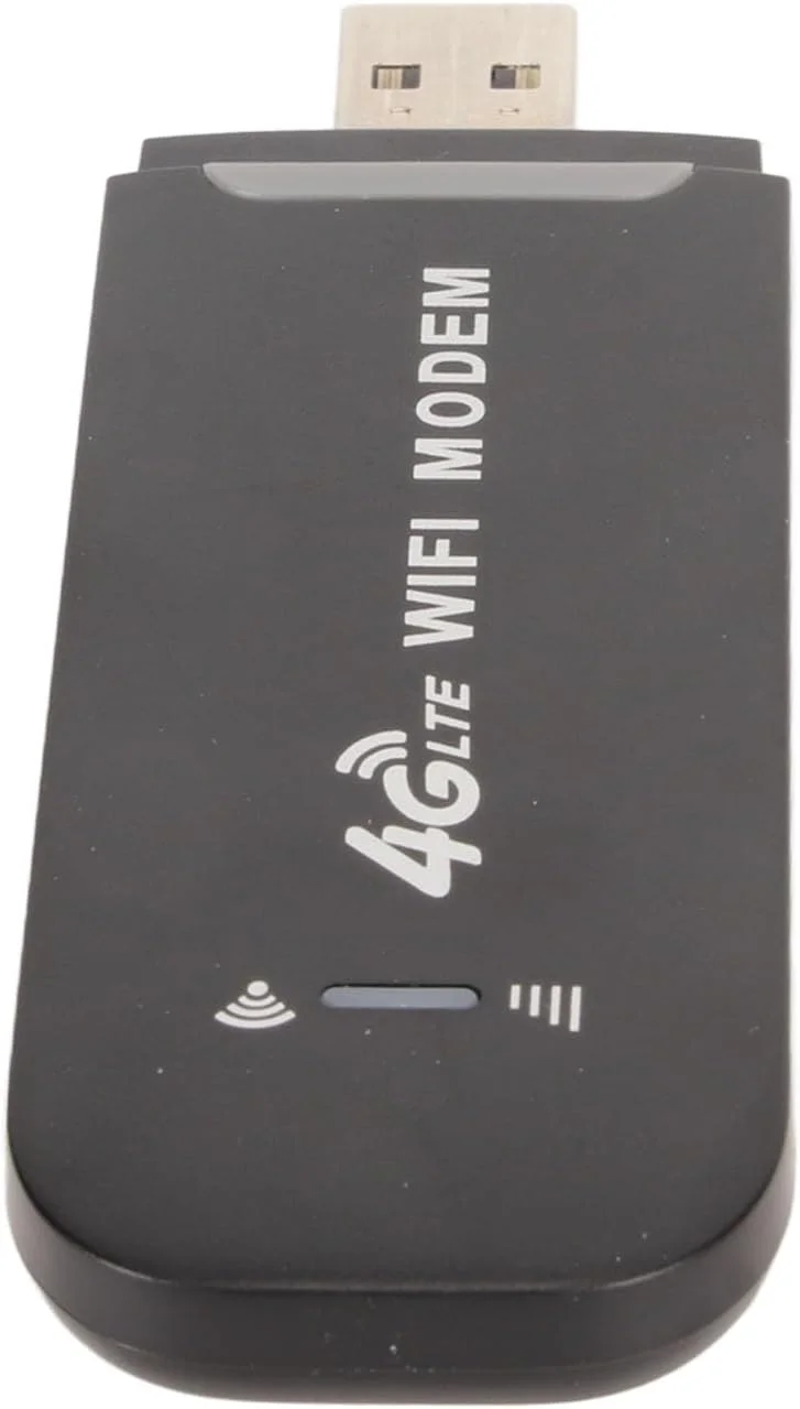 روتر بی‌سیم قابل حمل 4G با سرعت 150 مگابیت در ثانیه، پشتیبانی از 10 دستگاه، مودم USB WiFi 4G LTE با اسلات سیم کارت استاندارد، استفاده آسان برای تلفن، تبلت، تلویزیون، امنیت بالا برای کنترل داده (مشکی)
