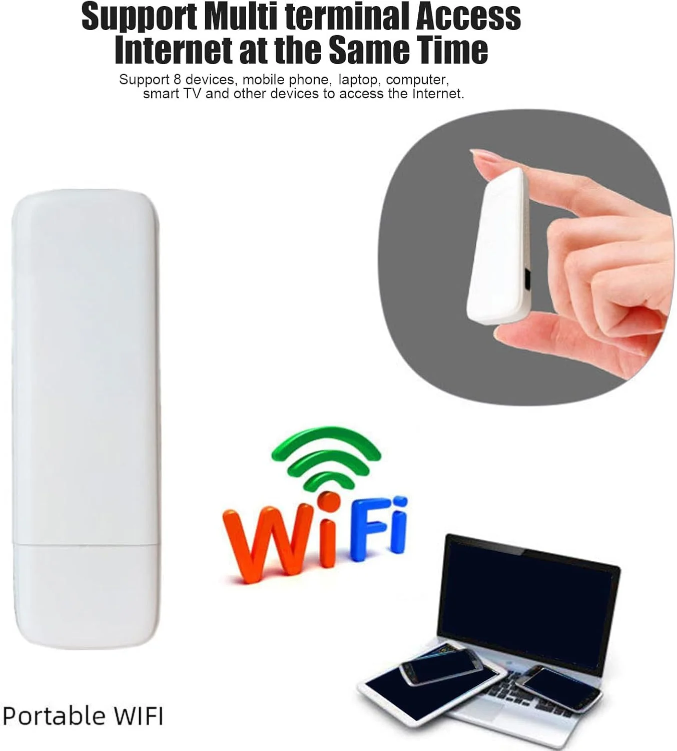 مودم وای فای USB قابل حمل 4G LTE با اسلات سیم کارت برای اروپا و آسیا، اشتراک گذاری هات اسپات وای فای برای 8 کاربر برای کار و تفریح