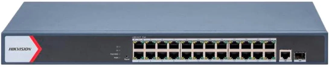 سوئیچ شبکه PoE مدیریتی هوشمند هایک ویژن مدل DS-3E1526P-EI | دارای 24 پورت گیگابیتی RJ45 + 1 پورت فیبر گیگابیتی | توان PoE 370W
