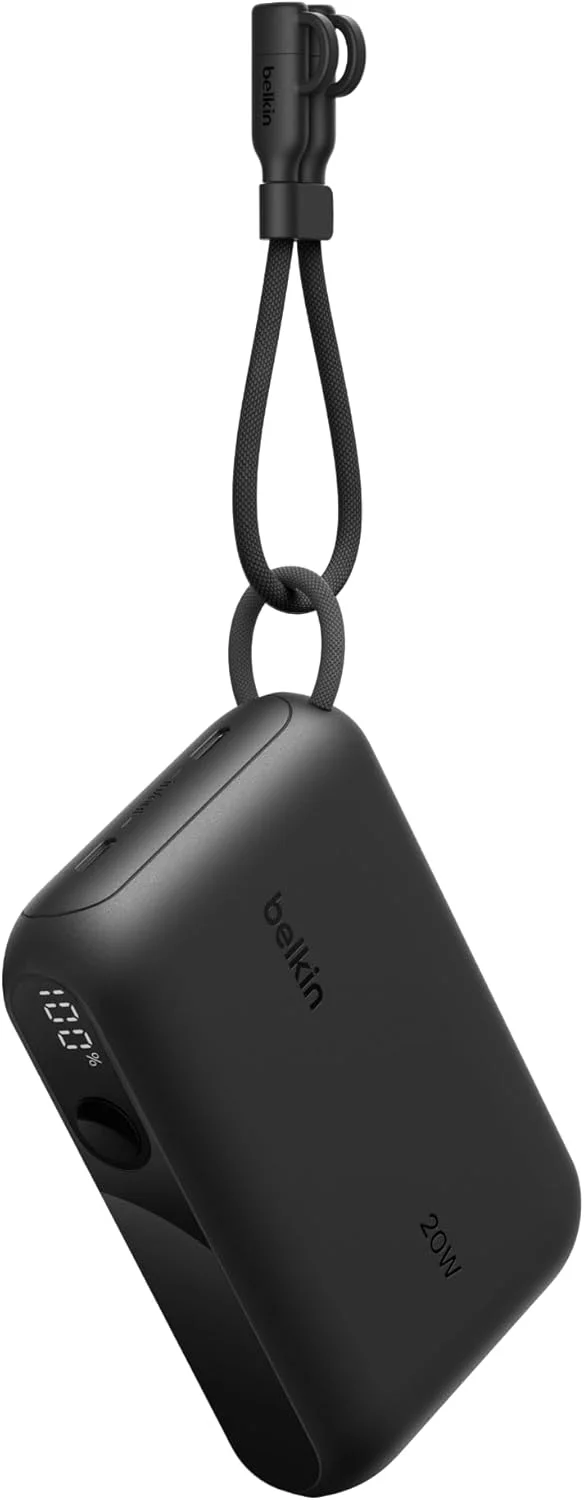 شارژر همراه بلکین، پاوربانک باریک USB-C با ظرفیت 10000 میلی آمپر ساعت با 2 پورت USB-C، نمایشگر دیجیتال باتری، شارژ 20 واتی برای آیفون 17، 16، پلاس، پرو، پرو مکس، سامسونگ گلکسی S25، S24، پیکسل 10، آیپد و غیره