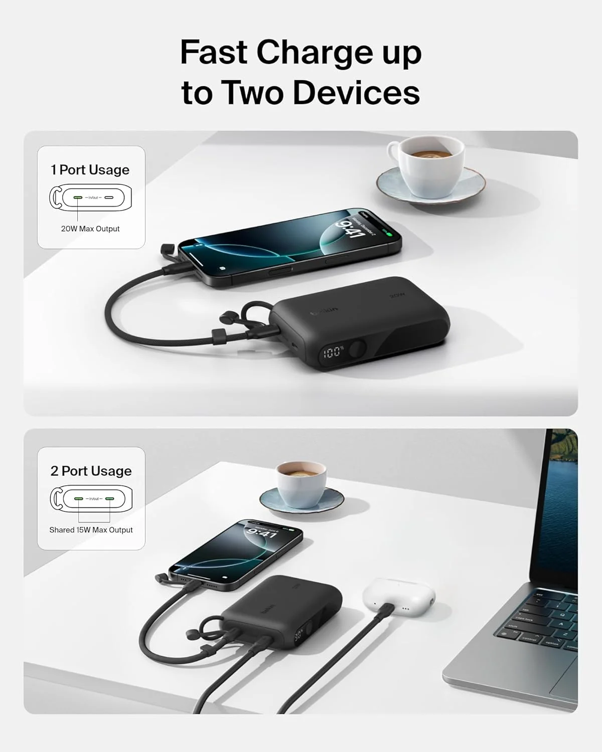 شارژر همراه بلکین، پاوربانک باریک USB-C با ظرفیت 10000 میلی آمپر ساعت با 2 پورت USB-C، نمایشگر دیجیتال باتری، شارژ 20 واتی برای آیفون 17، 16، پلاس، پرو، پرو مکس، سامسونگ گلکسی S25، S24، پیکسل 10، آیپد و غیره - تصویر 2 شارژر همراه بلکین، پاوربانک باریک USB-C با ظرفیت 10000 میلی آمپر ساعت با 2 پورت USB-C، نمایشگر دیجیتال باتری، شارژ 20 واتی برای آیفون 17، 16، پلاس، پرو، پرو مکس، سامسونگ گلکسی S25، S24، پیکسل 10، آیپد و غیره - تصویر 2