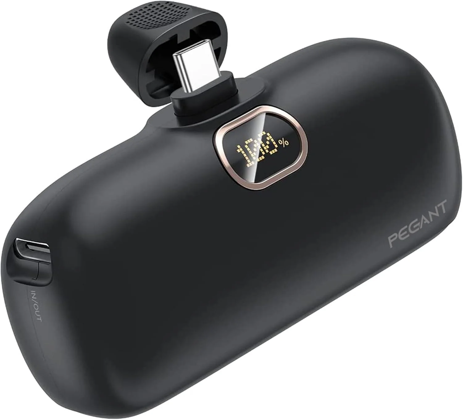 پاوربانک کوچک 5000 میلی آمپر ساعتی PEGANT با شارژ سریع 20 واتی USB C PD3.0، شارژر قابل حمل جمع و جور کوچک Type C، باتری پاوربانک خارجی سازگار با آیفون 15، سامسونگ (مشکی)