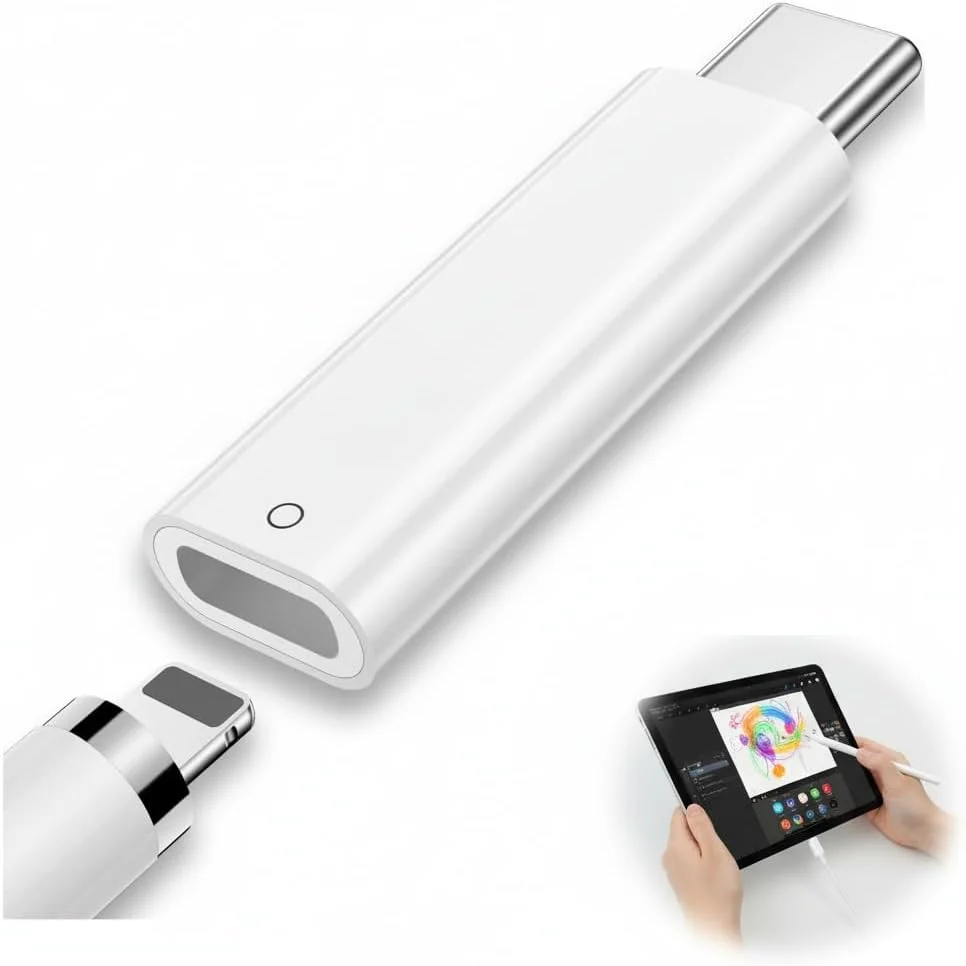 آداپتور USB C به قلم سازگار با قلم نسل اول، آداپتور شارژ USB-C به کانکتور لایتنینگ برای آیپد 11 نسل 10، اتصال بلوتوث نر به ماده برای قلم