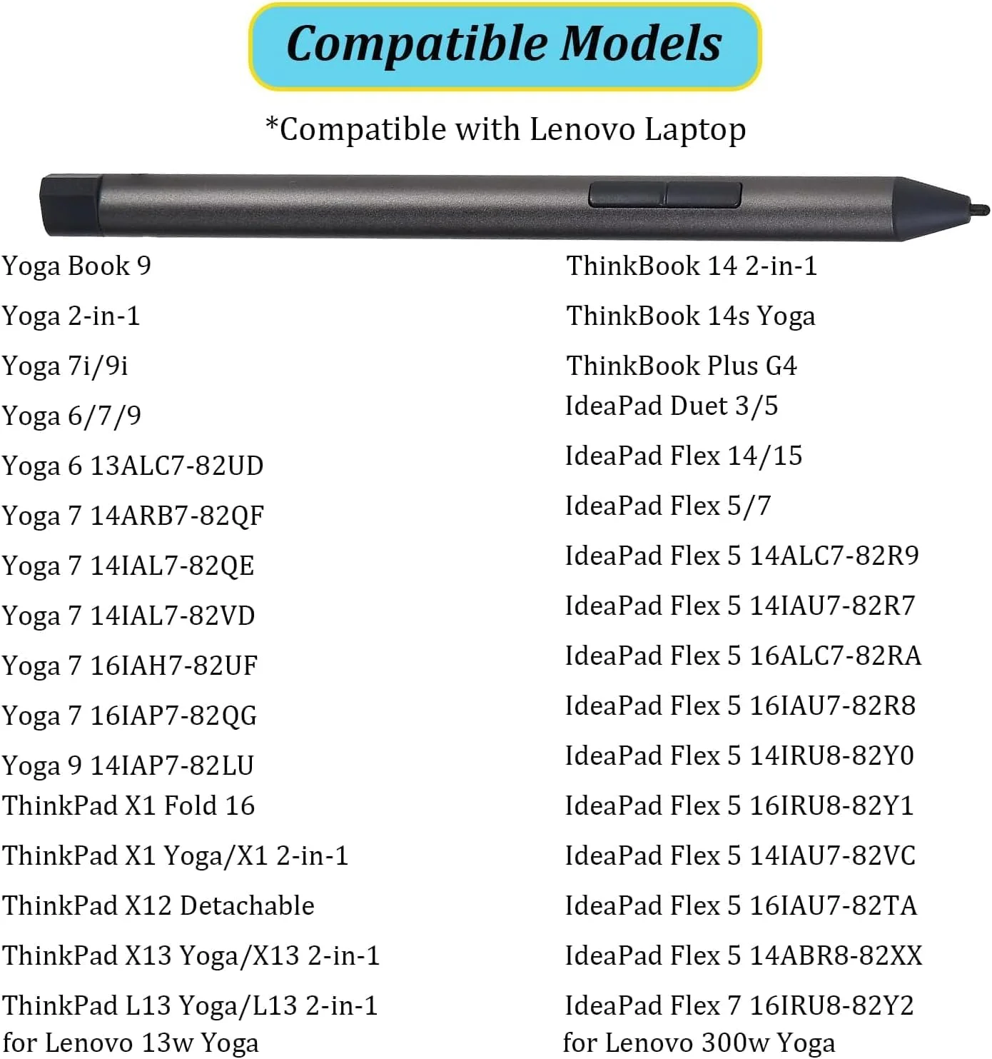 قلم دیجیتال 2 سازگار با لنوو 2، برای یوگا بوک 9/2-در-1/7I/9I، تینک بوک 14 2-در-1/14S یوگا/پلاس G4، آیدیاپد دوئت 3/5، 13W/300W (خاکستری)