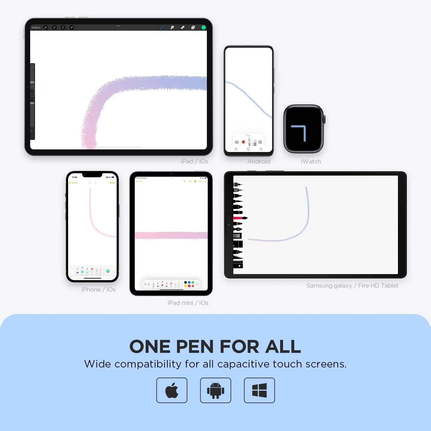 قلم لمسی OASO برای صفحه نمایش لمسی، قلم با نوک دیسکی و درب آهنربایی سازگار با Apple iPad pro/iPad 6/7/8/9/iPhone/Samsung Galaxy Tab A7/S7/Fire HD 7/8/10 Plus Tablet/همه دستگاه های لمسی (نقره ای)