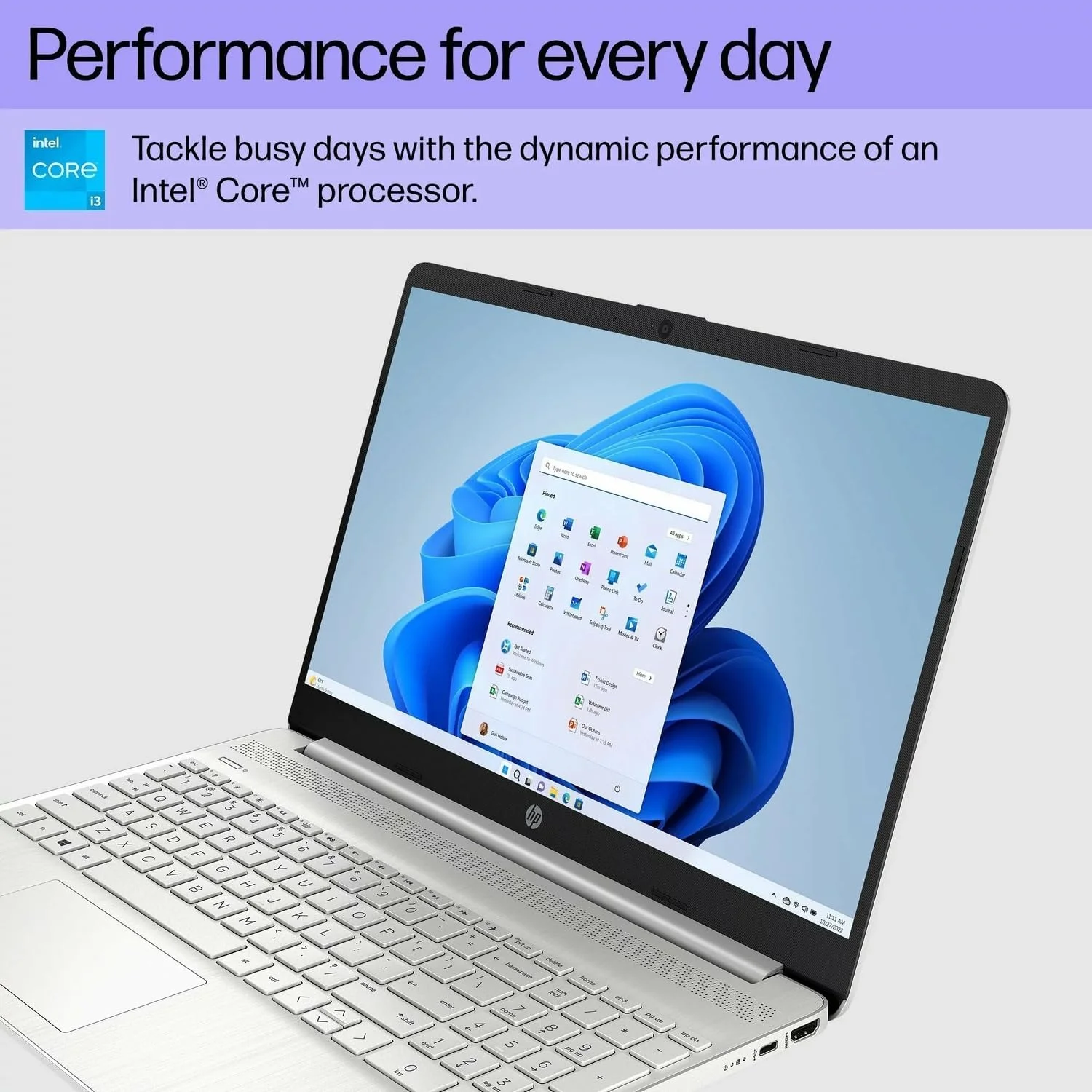 لپ تاپ HP 15 مناسب برای کار و دانشجو، صفحه نمایش 15.6 اینچی FHD Micro-Edge، پردازنده Intel Core i3-1215U تا 4.40 گیگاهرتز، 16 گیگابایت رم، 512 گیگابایت NVMe SSD، وب کم 720p، نامپد، USB-C، Wi-Fi، FP Reader، PDG HDMI، ویندوز 11 پرو