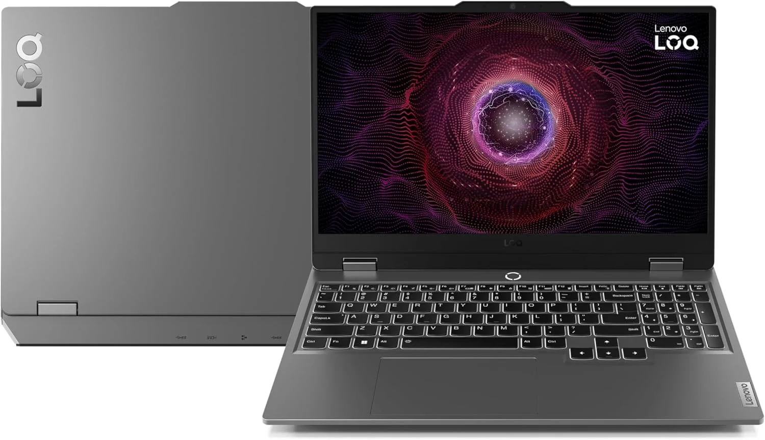 لپ تاپ گیمینگ هوش مصنوعی Lenovo LOQ 15ARP9، صفحه نمایش 15.6 اینچی FHD ضد انعکاس 100% sRGB، 144 هرتز، Ryzen 5 7235HS، رم 24 گیگابایتی، SSD 512 گیگابایتی، RTX 4050 6 گیگابایتی GDDR6، صفحه کلید با نور پس زمینه انگلیسی-عربی، W11، خاکستری لونا [83JC00KVAX]