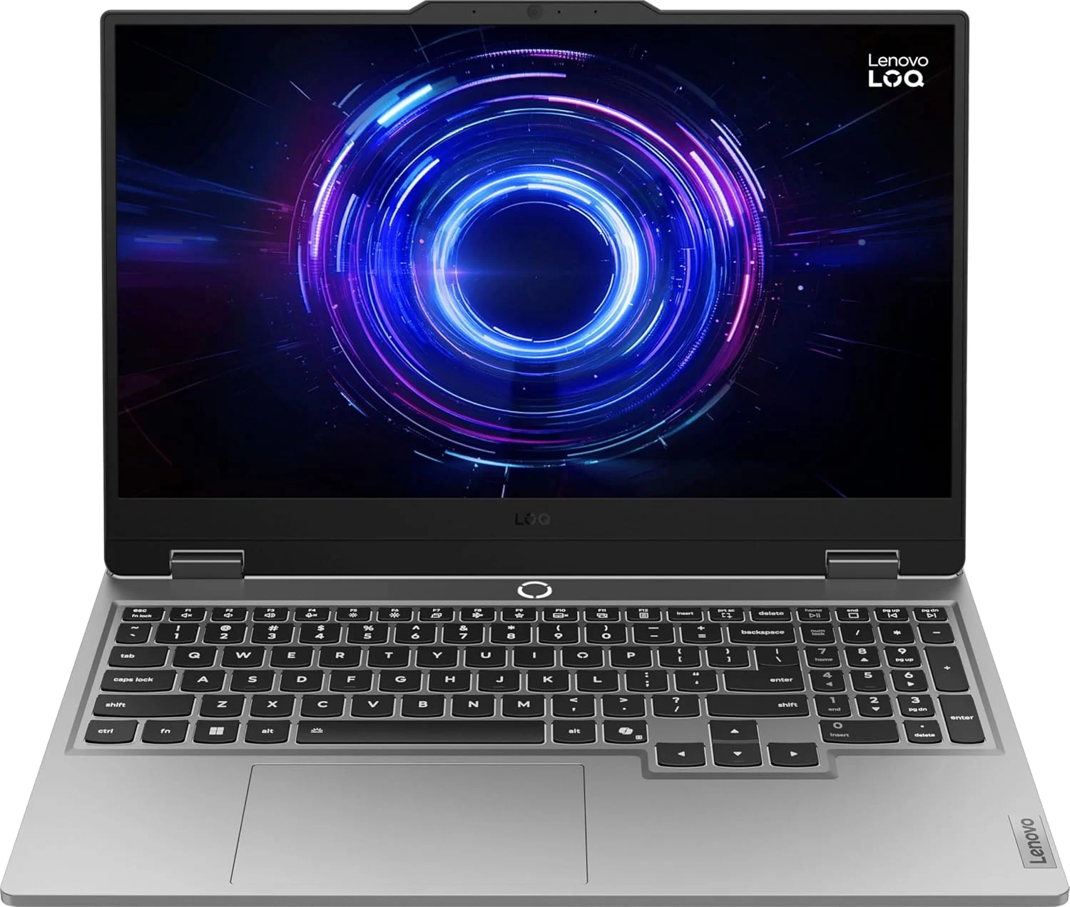 لپ تاپ گیمینگ لنوو LOQ 15IRX10، صفحه نمایش 15.6 اینچی FHD IPS 144 هرتز، پردازنده Intel Core i5-13450HX، رم 16 گیگابایتی DDR5، حافظه SSD 512 گیگابایتی، کارت گرافیک NVIDIA GeForce RTX 5050 8GB، کیبورد ENG با نور پس زمینه سفید، خاکستری لونا