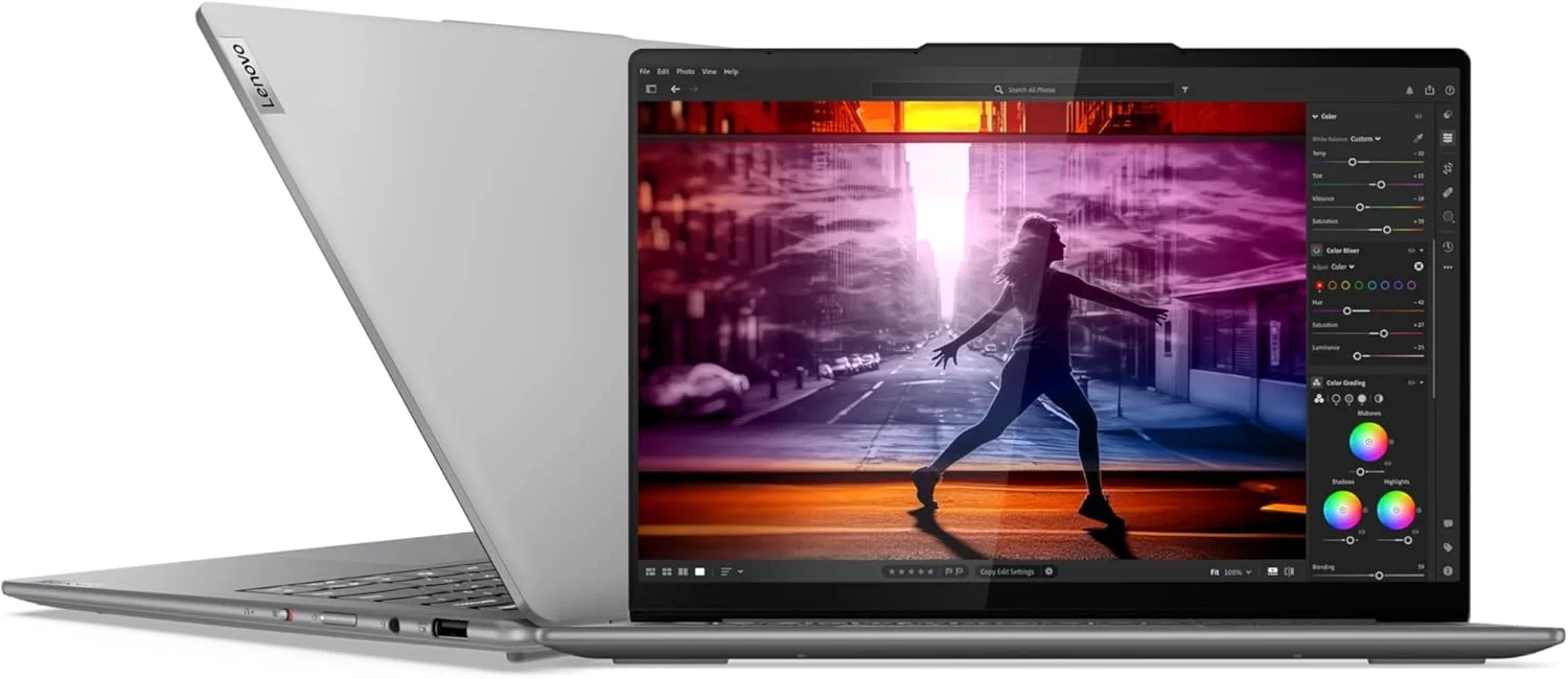 لپ تاپ لنوو Yoga Slim 7 14IMH9 (نسخه امارات)، پردازنده Intel Core Ultra 5 125H، نمایشگر 14 اینچی WUXGA OLED، رم 16 گیگابایتی، SSD 1 ترابایتی، گرافیک Intel Arc، ویندوز 11، خاکستری Luna، [83CV00FNAX] + 2 سال مراقبت ویژه