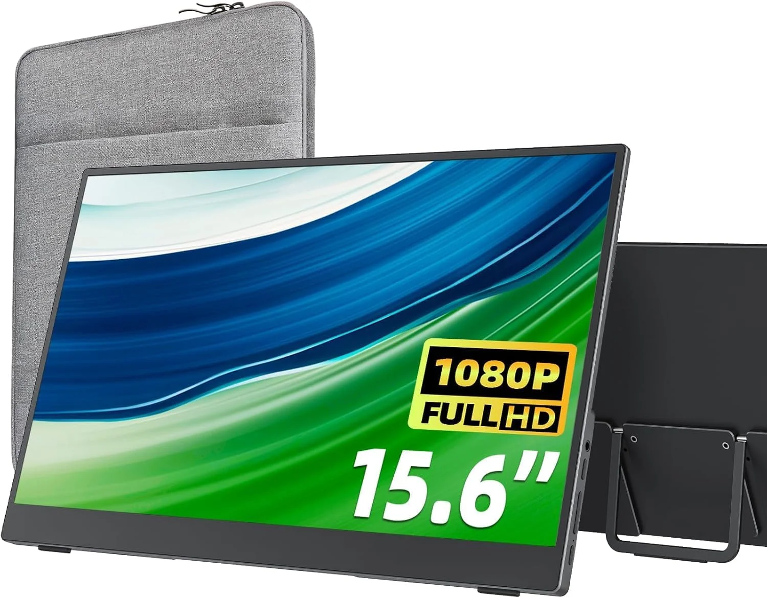 مانیتور قابل حمل کوکوپار 15.6 اینچ 1080P FHD 60 هرتز 85% sRGB، مانیتور مسافرتی با بلندگو، HDMI USB-C، صفحه نمایش دوم برای لپ تاپ، مک بوک، سرفیس، کامپیوتر، ایکس باکس PS4/5، قابل نصب VESA، با پایه داخلی
