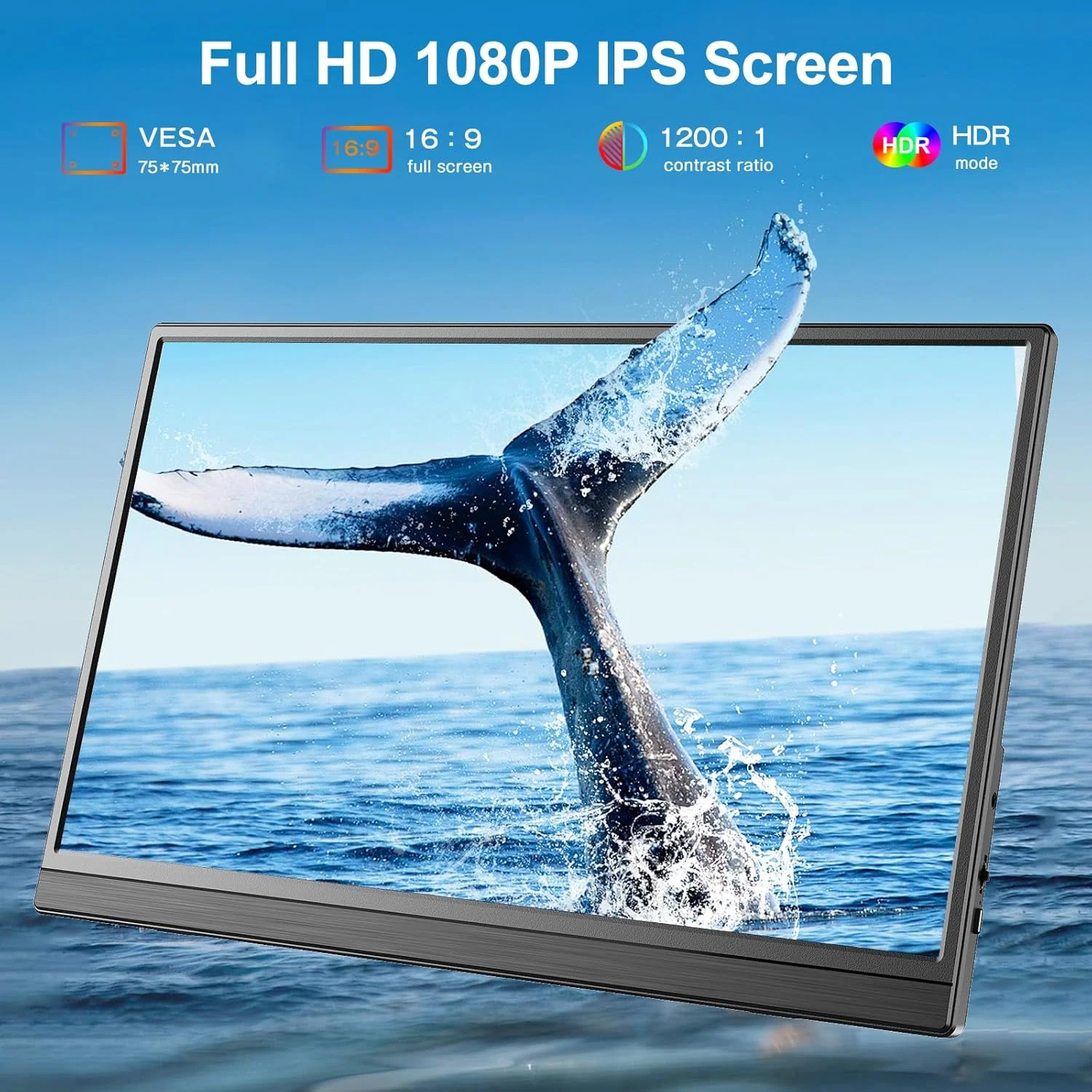 مانیتور قابل حمل 15.6 اینچی، صفحه نمایش FHD 1080P IPS، فوق العاده باریک و سبک، قابل نصب VESA، USB-C و Mini HDMI، دارای پایه داخلی، ایده آل برای بازی، مسافرت و استفاده اداری
