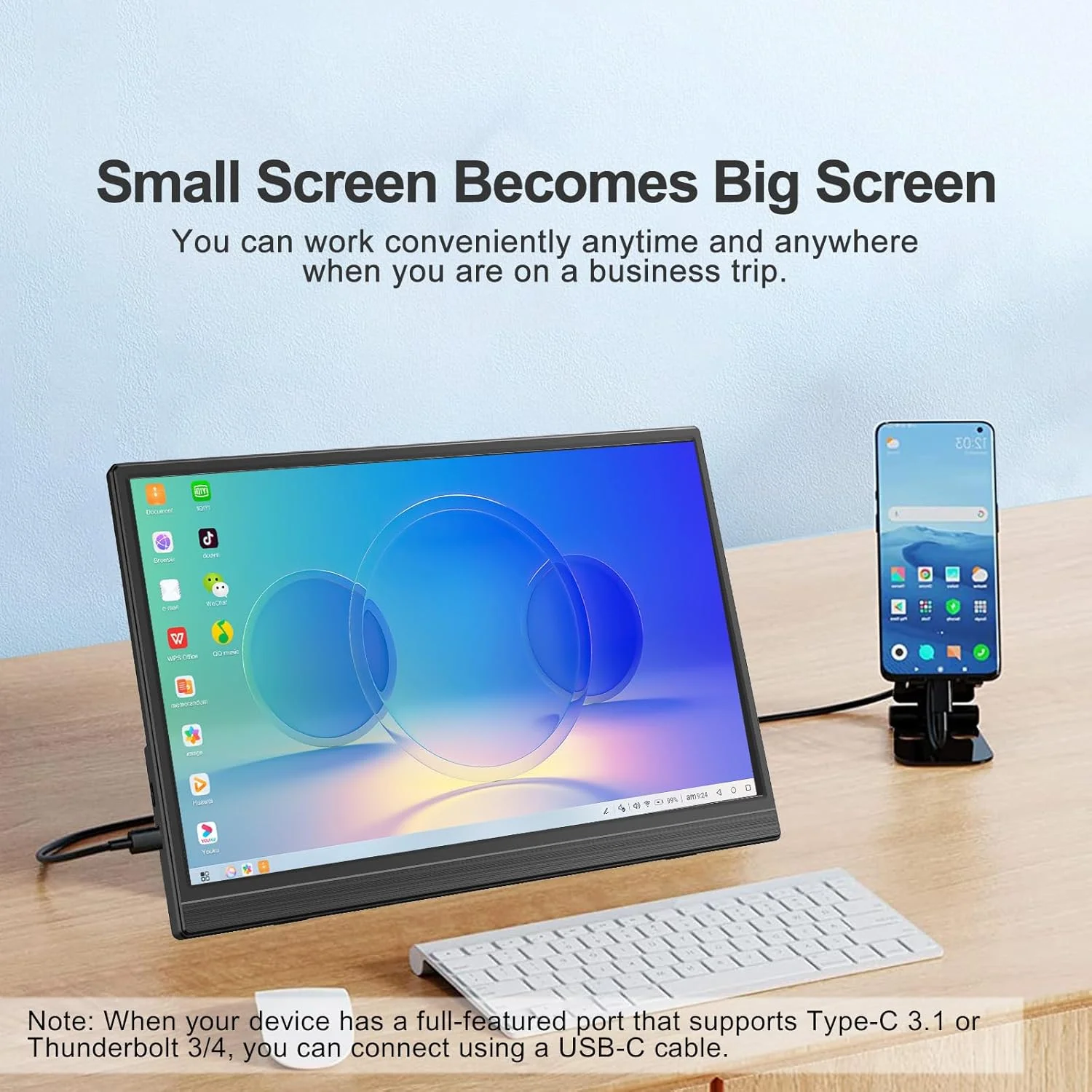 مانیتور قابل حمل 15.6 اینچی، صفحه نمایش FHD 1080P IPS، فوق العاده باریک و سبک، قابل نصب VESA، USB-C و Mini HDMI، دارای پایه داخلی، ایده آل برای بازی، مسافرت و استفاده اداری
