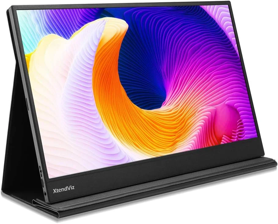 مانیتور قابل حمل PEPPER JOBS، USB-C FHD 1080P 15.6 اینچ V2 XtendTouch، صفحه لمسی با بلندگوهای چهارتایی و کاور هوشمند، سازگار با Samsung (15.6 اینچ، بدون باتری، بدون لمس)