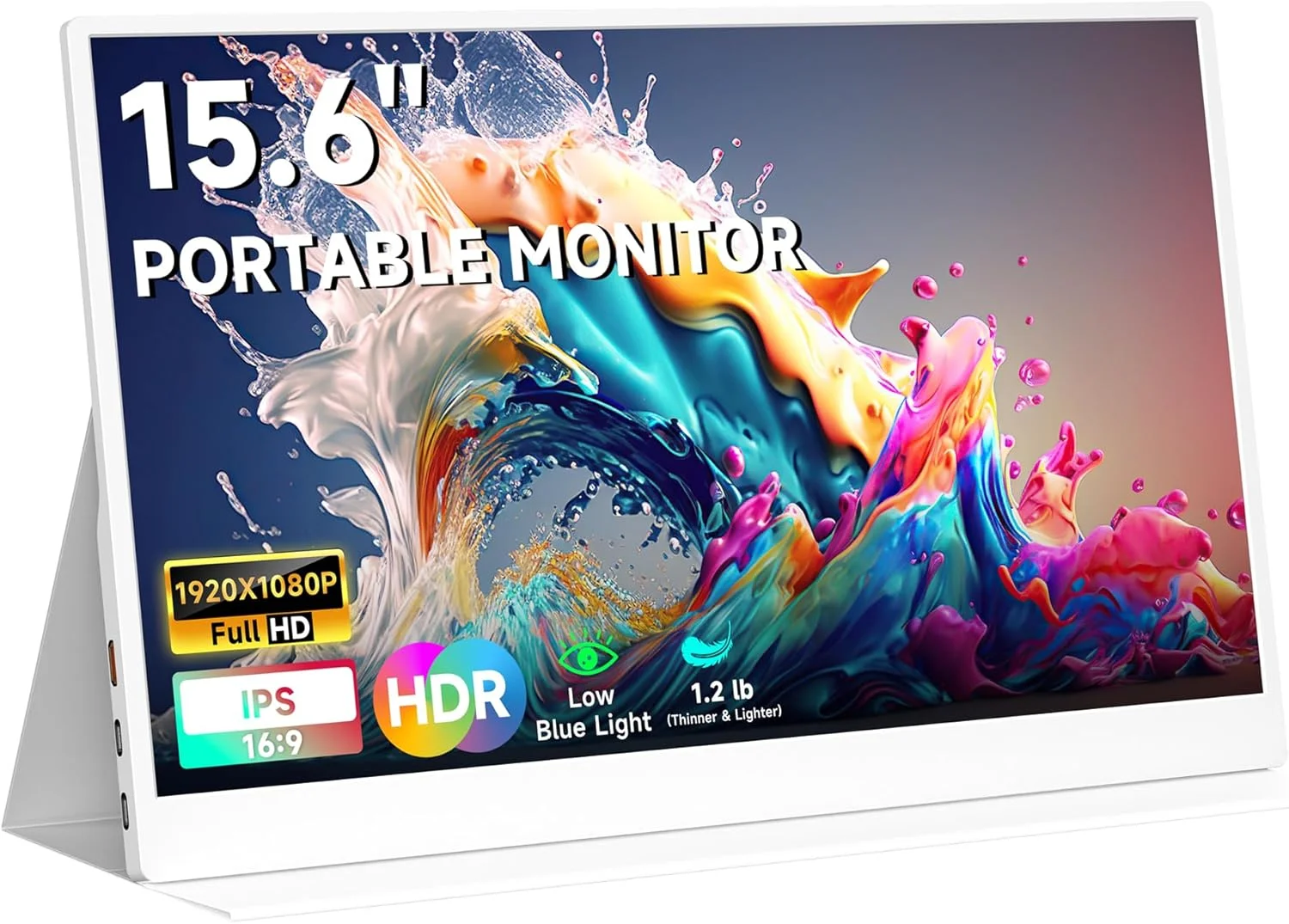 مانیتور قابل حمل AYY برای لپ تاپ 15.6 اینچ، FHD 1080P USB-C HDMI مانیتور مسافرتی اکسترنال برای کامپیوتر، صفحه نمایش دوم HDR IPS توسعه دهنده بازی برای PC MAC تلفن PS4/5 Xbox Switch، بلندگوهای داخلی