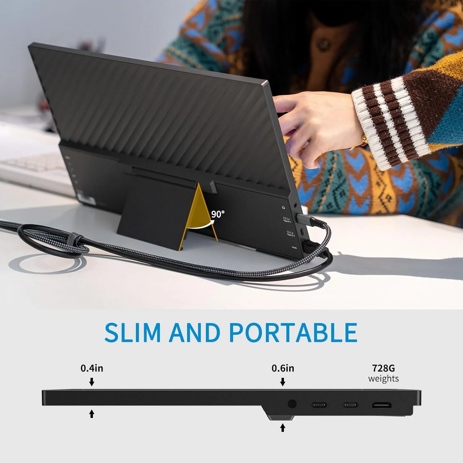 مانیتور قابل حمل 15.6 اینچی FEELWORLD DH156، کیفیت 1080p FHD، اتصال USB-C و HDMI، نمایشگر کامپیوتر، مانیتور بازی، دارای دو بلندگو، Plug&Play برای لپ تاپ، کامپیوتر، مک، تلفن، PS4، Xbox، Switch