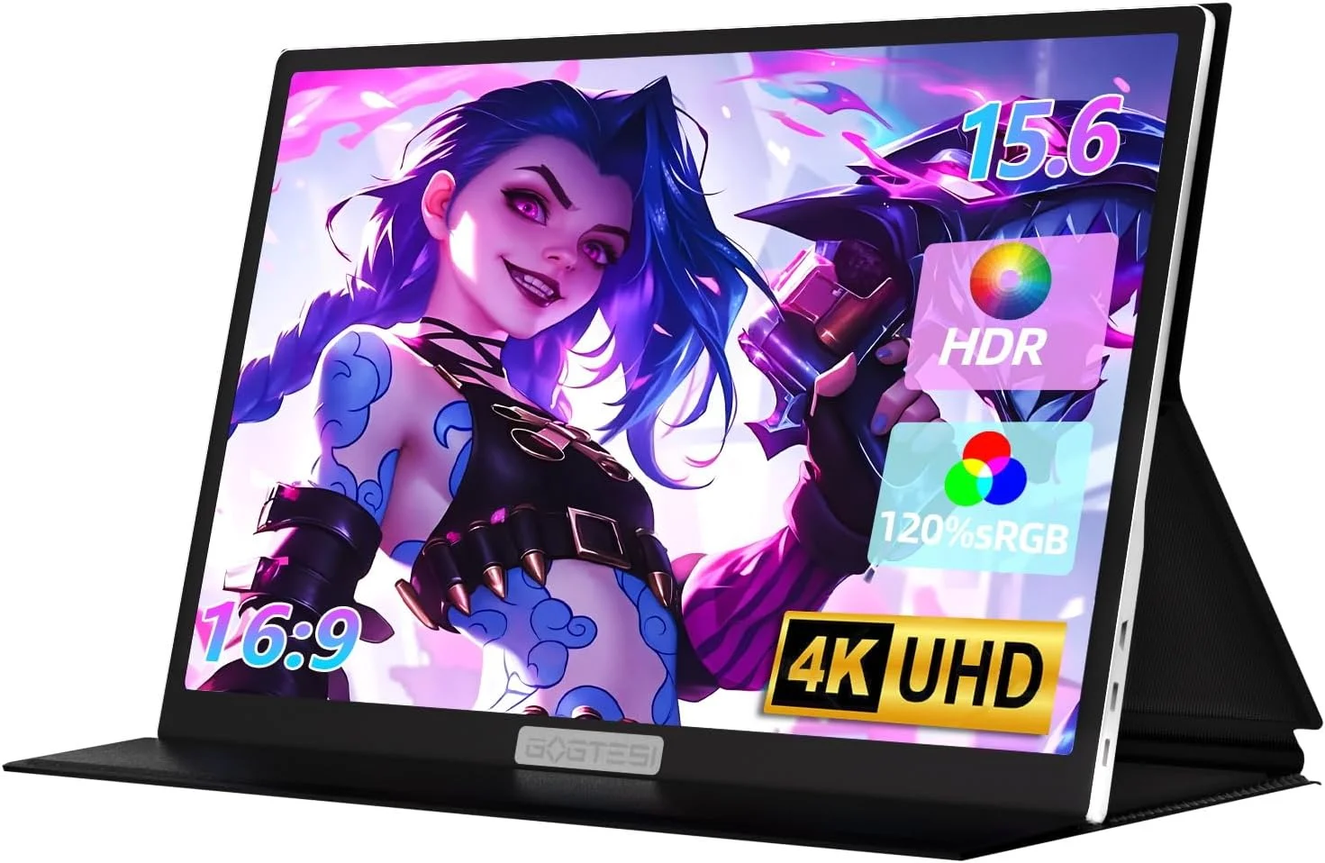 مانیتور گیمینگ قابل حمل 15.6 اینچی 4K UHD، صفحه لمسی فلزی سبک وزن 130% sRGB با Type-C Mini HDMI برای لپ تاپ، PC، مک، PS4/5، سوییچ