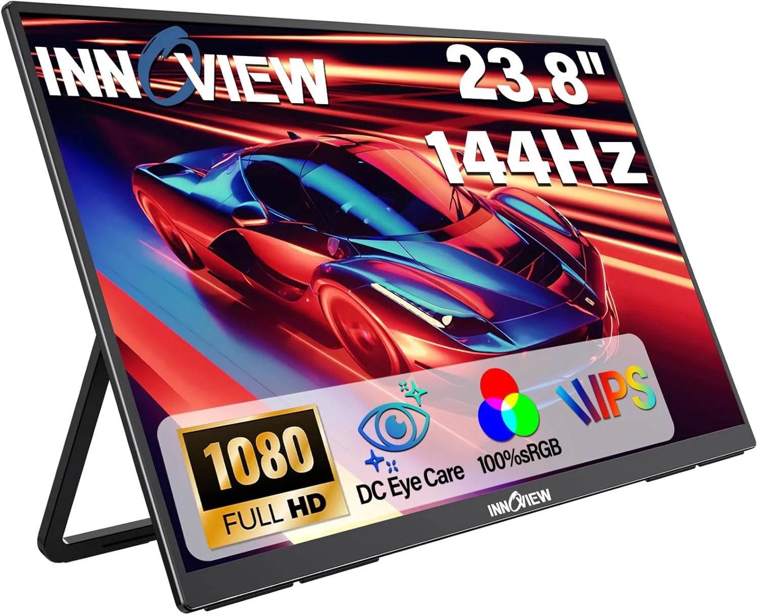مانیتور قابل حمل InnoView 23.8 اینچ 1080P, FHD 100Hz 100% Srgb Ips Usb-C Hdmi مانیتور بزرگ برای بازی و کار در خانه با پایه قابل تنظیم 180 درجه برای لپ تاپ، مک بوک، تلفن (23.8 اینچ Fhd 100Hz)