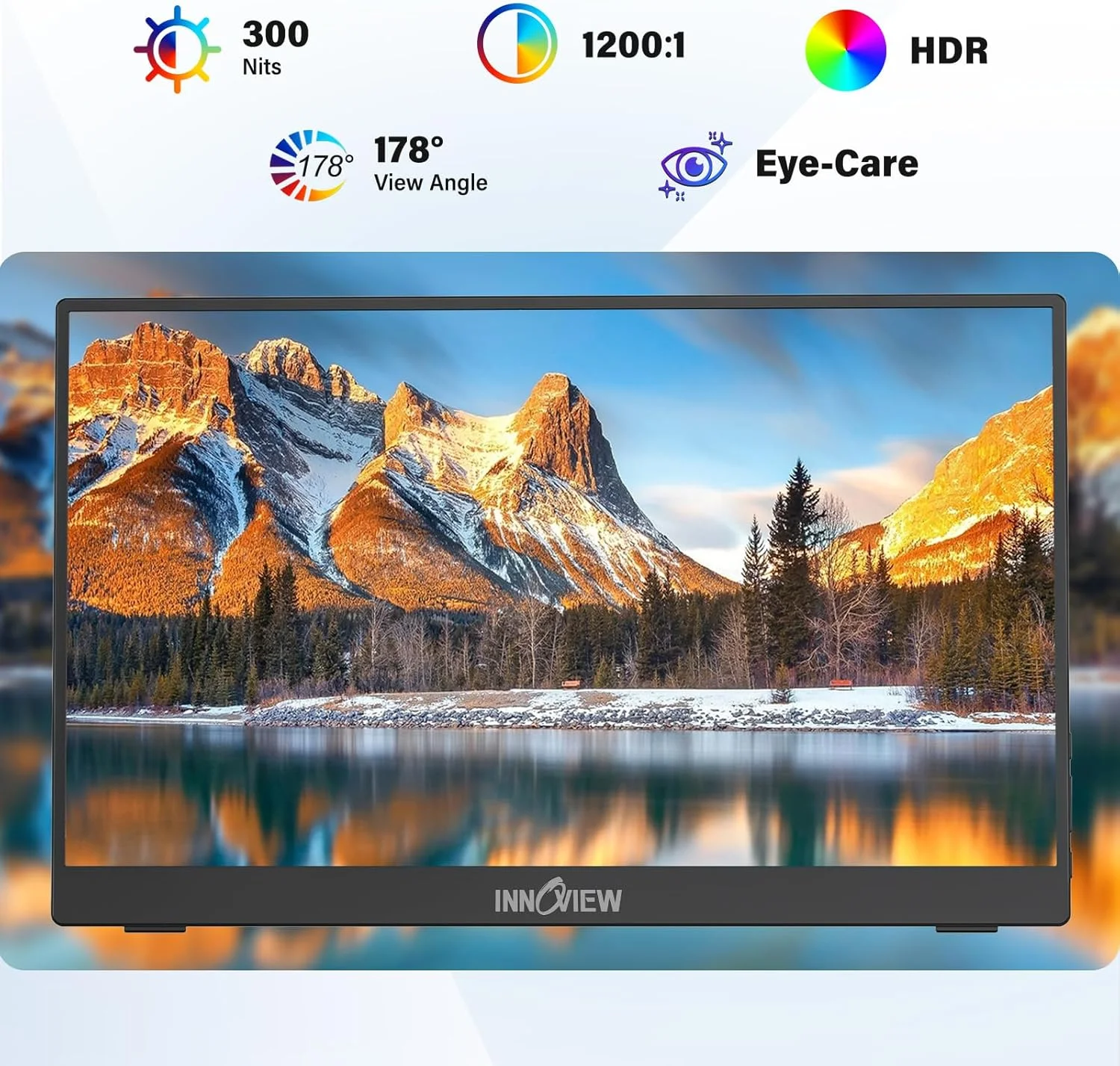 مانیتور قابل حمل 15.6 اینچی InnoView FHD 1080P USB-C با پایه قابل تنظیم 90 درجه داخلی، مانیتور لپ تاپ قابل حمل HDR IPS برای مک بوک، کامپیوتر، تلفن، ایکس باکس، PS4/5، سوییچ