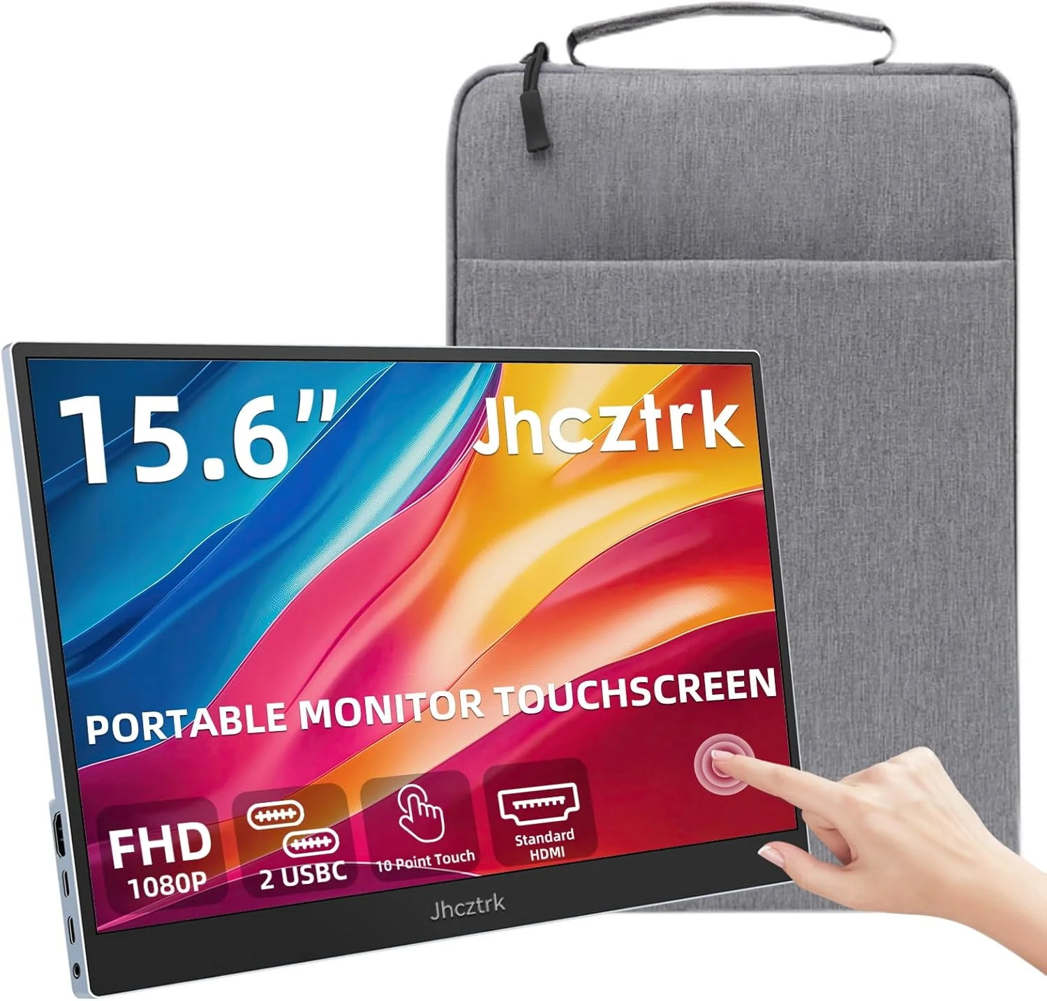 مانیتور لمسی قابل حمل 15.6 اینچی 1080P فوق العاده باریک و سبک وزن بدون حاشیه FHD IPS HDR با بلندگوهای داخلی و VESA برای لپ تاپ مک PC PS4/5 سوییچ