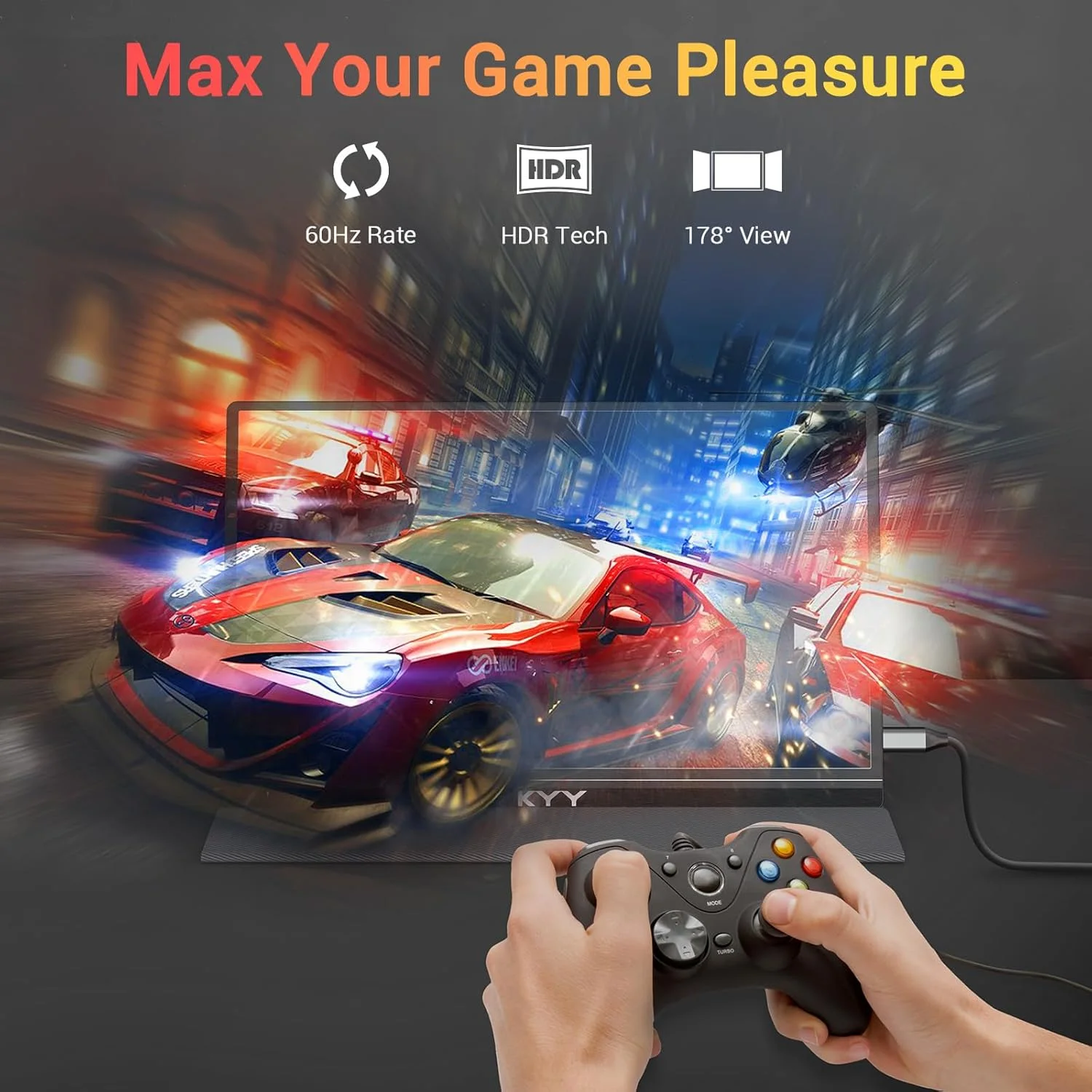مانیتور قابل حمل 15.6 اینچی KYY FHD 1080P، نمایشگر فوق باریک IPS با پورت USB C و HDMI، دارای کاور هوشمند و بلندگو، مناسب برای لپ تاپ، کامپیوتر، تلفن، مک، ایکس باکس PS5/PS4