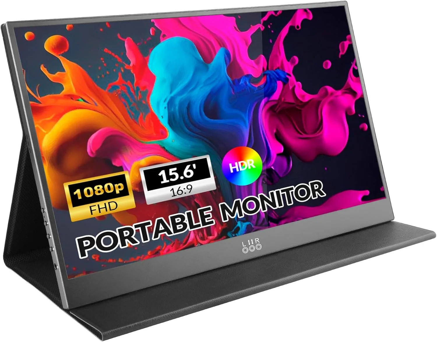 مانیتور قابل حمل LR، 15.6 اینچ 1080P FHD USB-C HDMI، نمایشگر IPS HDR فوق العاده باریک با کاور و بلندگوی داخلی، مانیتور مسافرتی برای لپ تاپ/کامپیوتر/تلفن/مک/ایکس باکس/سوییچ/PS4/PS5، قابل نصب VESA