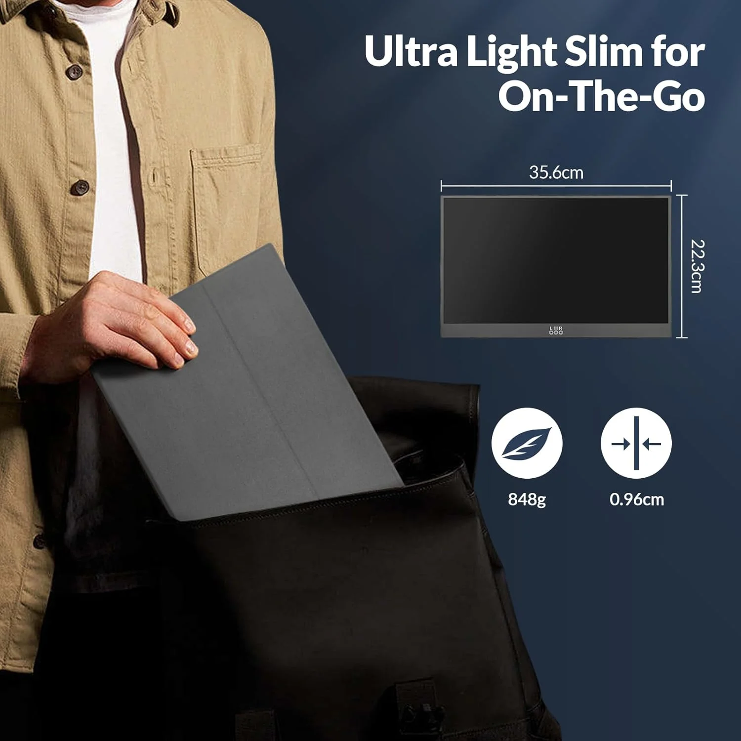 مانیتور قابل حمل LR، 15.6 اینچ 1080P FHD USB-C HDMI، نمایشگر IPS HDR فوق العاده باریک با کاور و بلندگوی داخلی، مانیتور مسافرتی برای لپ تاپ/کامپیوتر/تلفن/مک/ایکس باکس/سوییچ/PS4/PS5، قابل نصب VESA