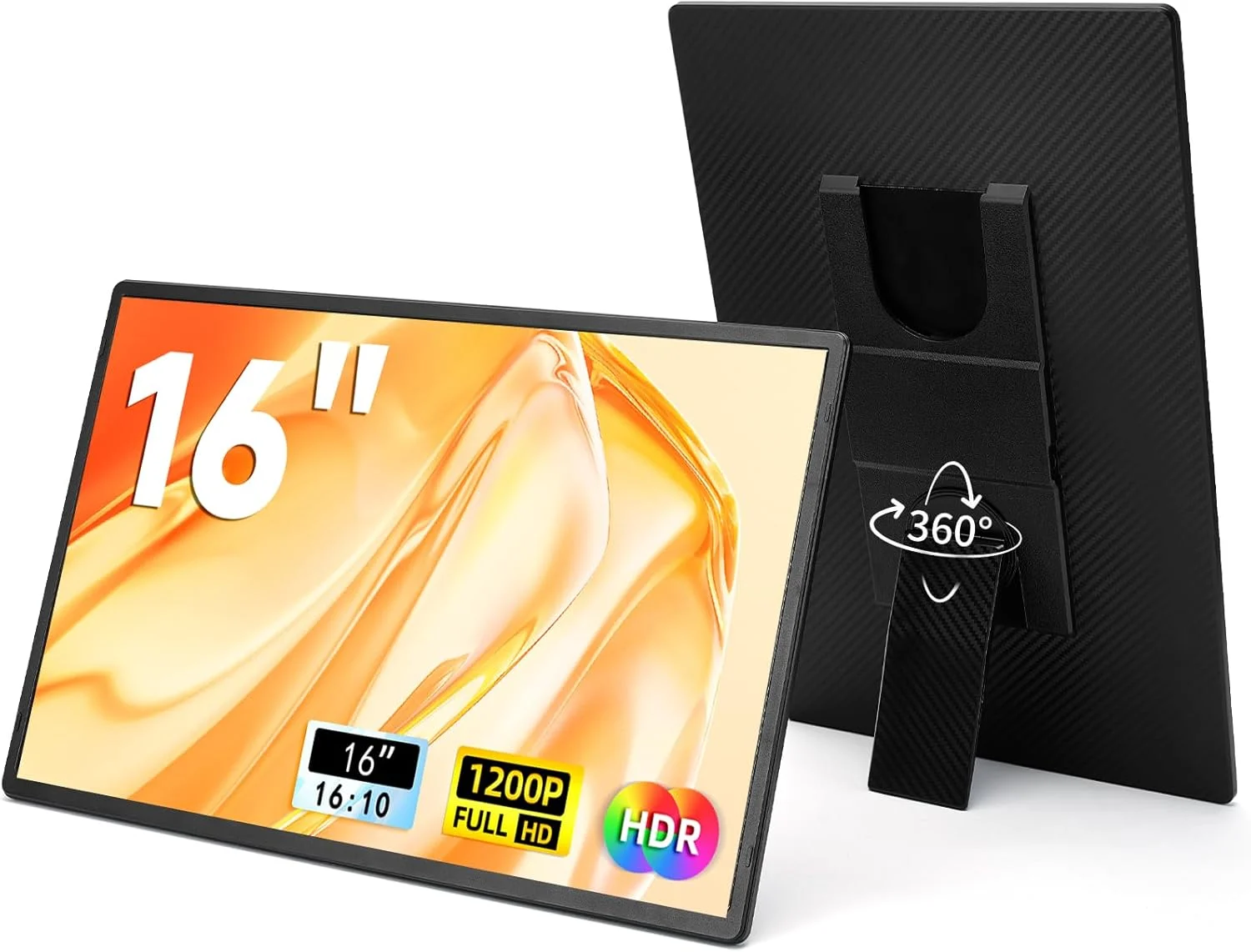 مانیتور قابل حمل LOSC برای لپ تاپ 16 اینچ - توسعه دهنده صفحه نمایش لپ تاپ 1200P FHD 16:10 IPS صفحه نمایش خارجی با پایه مانیتور مسافرتی برای PC Mac Phone Game Console