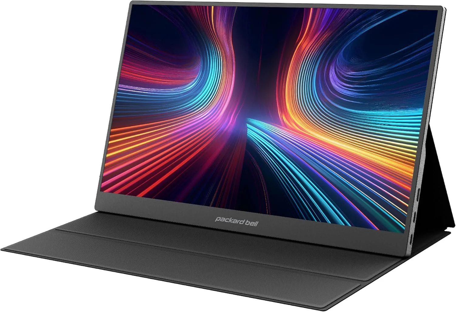 مانیتور قابل حمل 15.6 اینچی Packard Bell با کیفیت FHD 1080P – نمایشگر IPS فوق‌العاده باریک با USB-C و HDMI، کاور هوشمند و بلندگوها، HDR، اتصال آسان – مانیتور خارجی ایده‌آل برای لپ‌تاپ، کامپیوتر، تلفن و مک