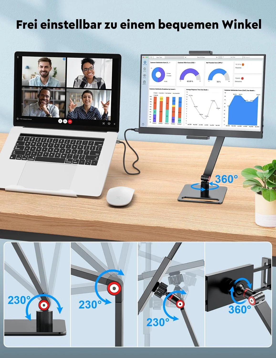 مانیتور قابل حمل 15.6 اینچی با صفحه نمایش 1080 FHD IPS، مانیتورهای HDMI USB C با بلندگو، مانیتور خارجی HDR برای لپ تاپ PC Mac X-Bo، با پایه فلزی و کیف