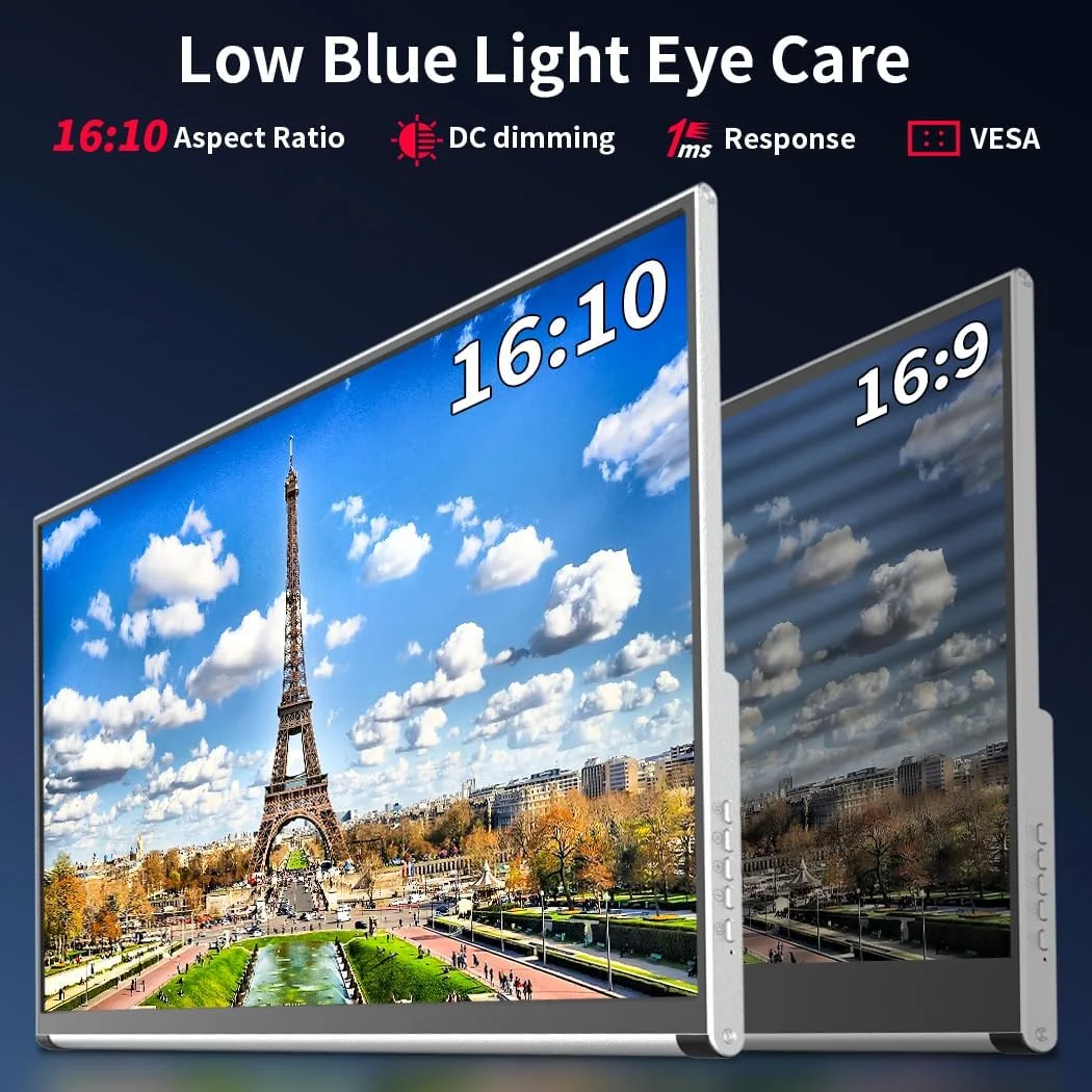 مانیتور قابل حمل OLED 4K، نمایشگر لپ تاپ قابل حمل UHD 16 اینچی، مانیتور گیمینگ OLED با پوشش 100% DCI-P3 با پورت های HDMI/USB-C، صفحه نمایش خارجی برای لپ تاپ، تلفن/سوییچ/XBOX