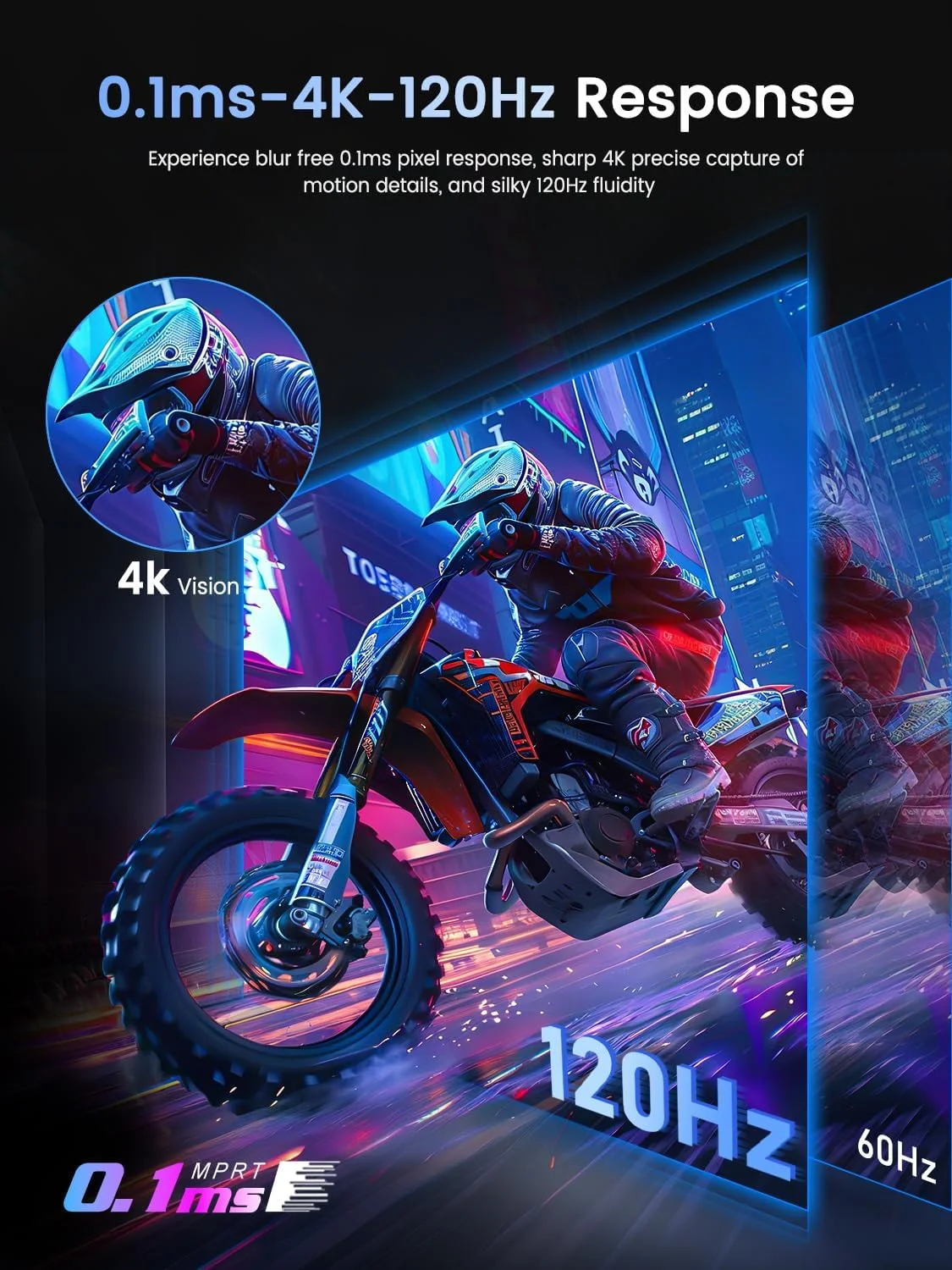 مانیتور قابل حمل 4K با نرخ نوسازی 120 هرتز UPERFECT، صفحه نمایش 17.3 اینچی QLED | زمان پاسخگویی 0.1 میلی‌ثانیه، روشنایی 500 نیت | رزولوشن 3840 در 2160 UHD | پوشش 100% فضای رنگی DCI-P3 | پورت USB-C و HDMI | قابلیت نصب VESA و دارای پایه | صفحه نمایش مسافرتی برای لپ تاپ، کامپیوتر و کنسول های بازی