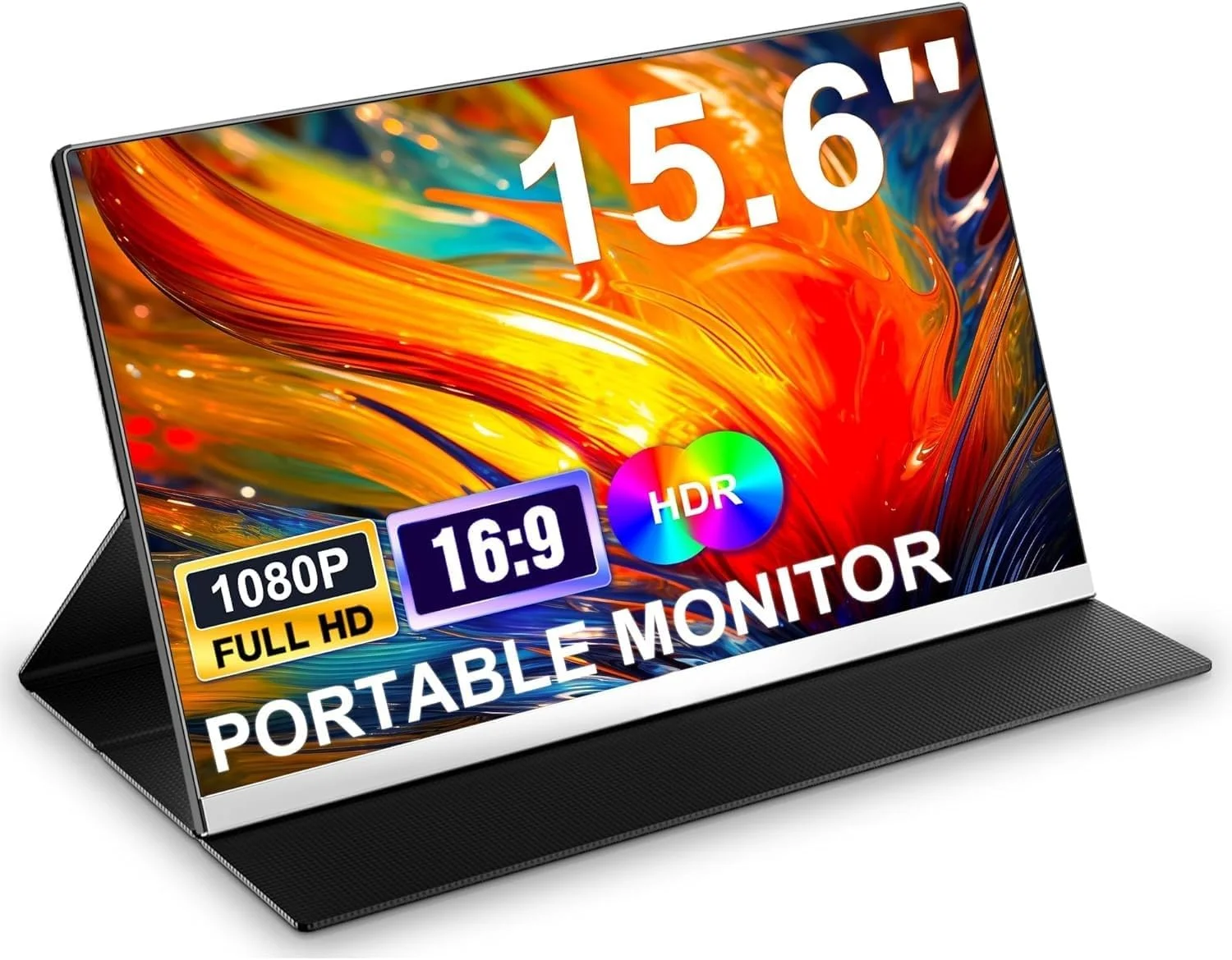 مانیتور قابل حمل 15.6 اینچی V2COM، صفحه نمایش IPS فوق العاده نازک 1080P FHD با کیف محافظ، اتصال USB-C و HDMI، صفحه نمایش دوم برای لپ تاپ، PC، مک، PS4، ایکس باکس