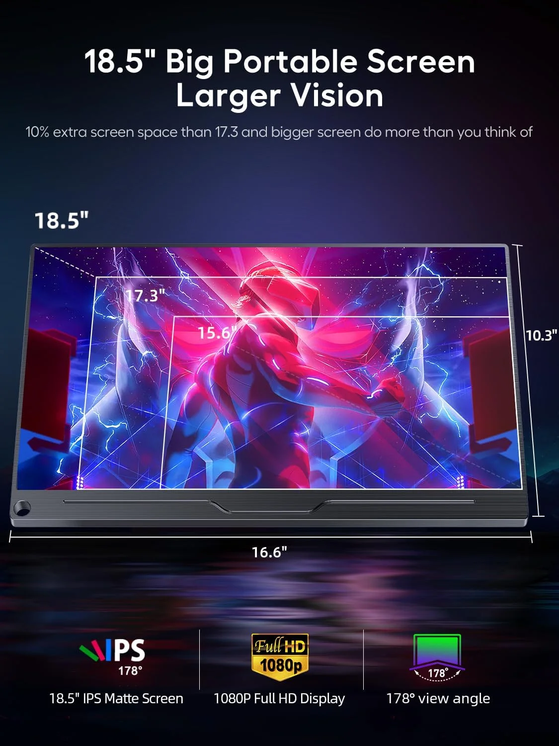مانیتور قابل حمل 18.5 اینچی UPERFECT با نرخ نوسازی 120 هرتز، کیفیت تصویر 1080P FHD و روکش مات، دارای پورت USB C و Mini HDMI، سوراخ VESA و کاور هوشمند، صفحه نمایش خارجی برای لپ تاپ، پلی استیشن، تلفن و کامپیوتر