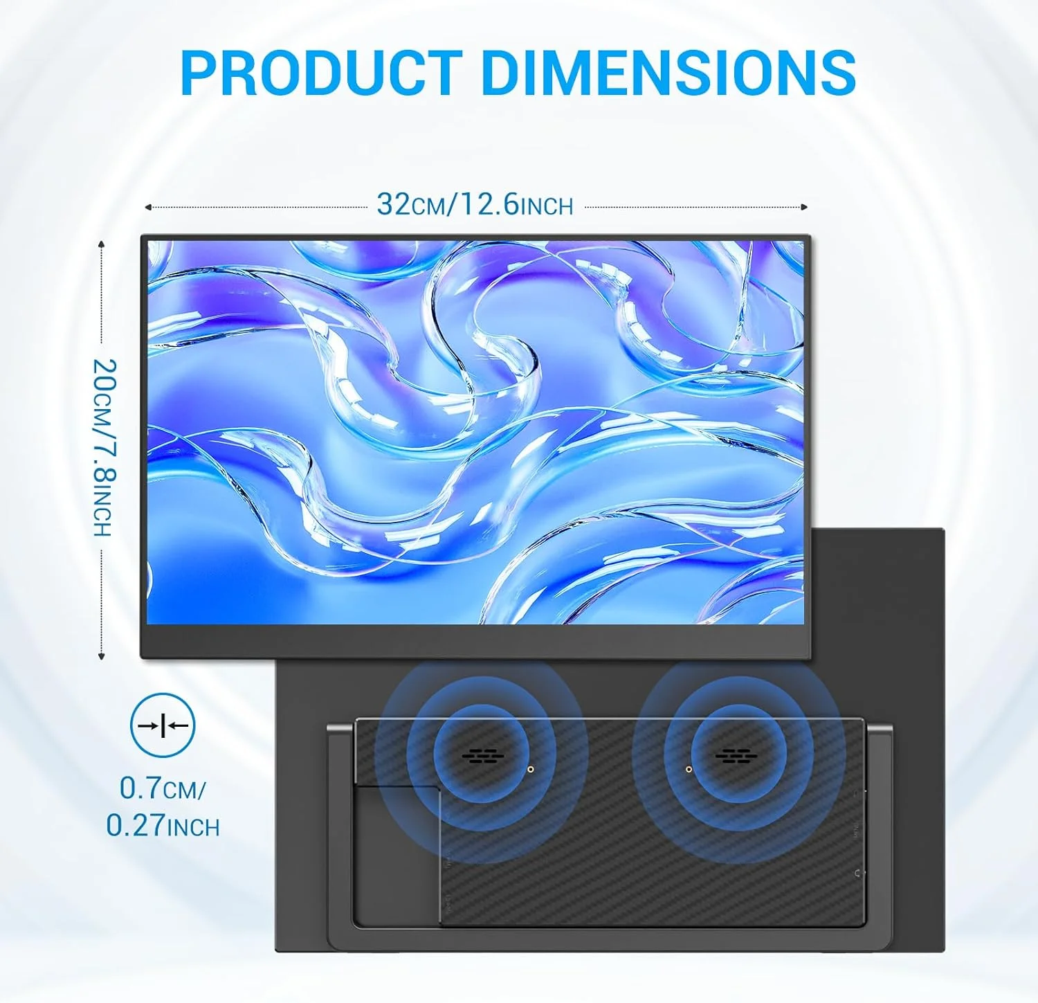 مانیتور قابل حمل ۱۴ اینچی فوق فشرده IPS Full HD (۱۹۲۰x۱۰۸۰) - نمایشگر USB-C/HDMI مناسب سفر با پایه قابل تنظیم و بلندگوهای داخلی برای لپ تاپ/کامپیوتر/موبایل/مک