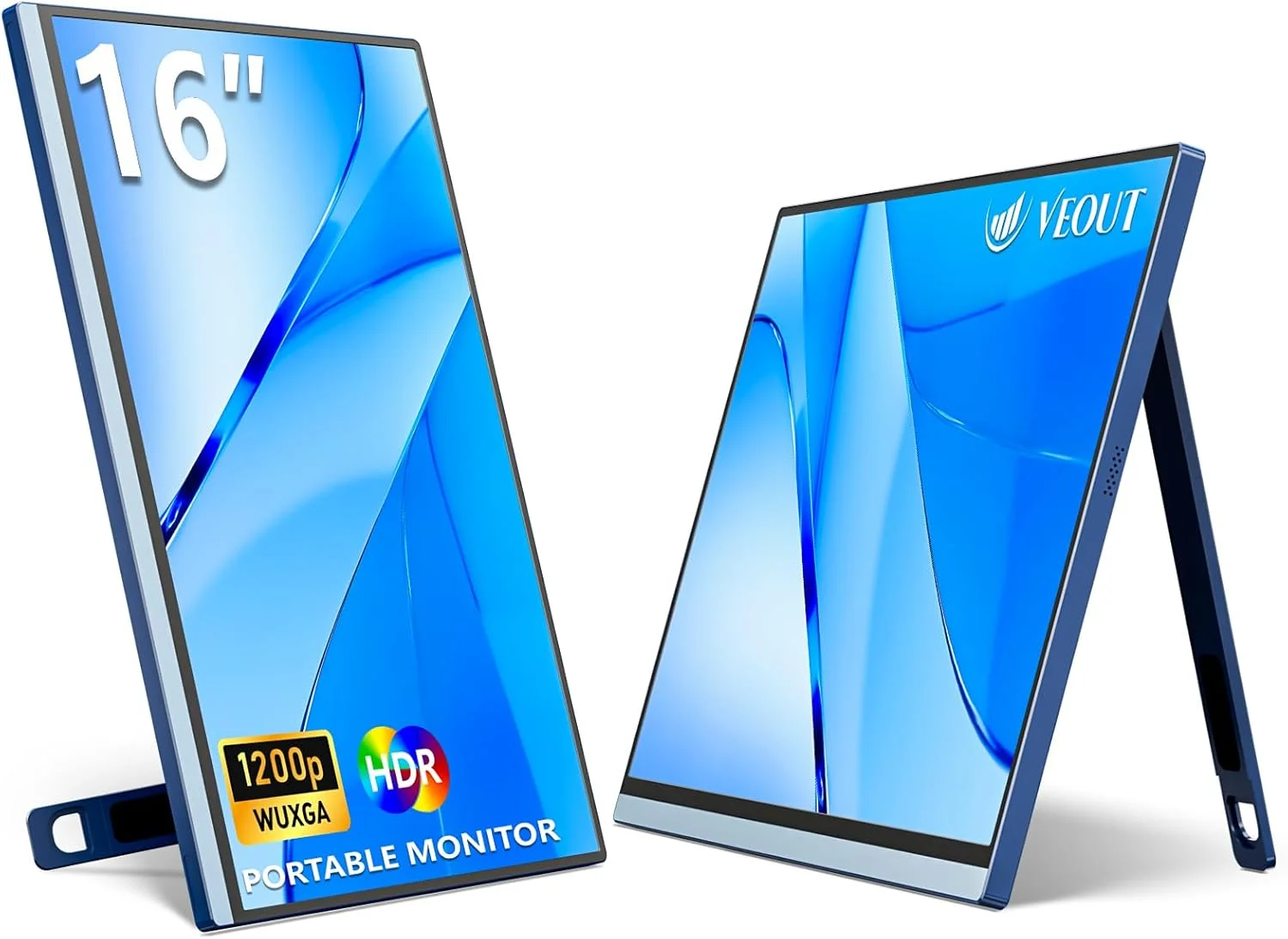 مانیتور قابل حمل ۱۶ اینچی، مانیتور لپ تاپ IPS با رزولوشن 1920 * 1200P با USB-C، مانیتور گیمینگ HDMI با پایه، موجود در چهار رنگ، فوق العاده باریک 0.3 اینچی برای مسافرت و استفاده اداری