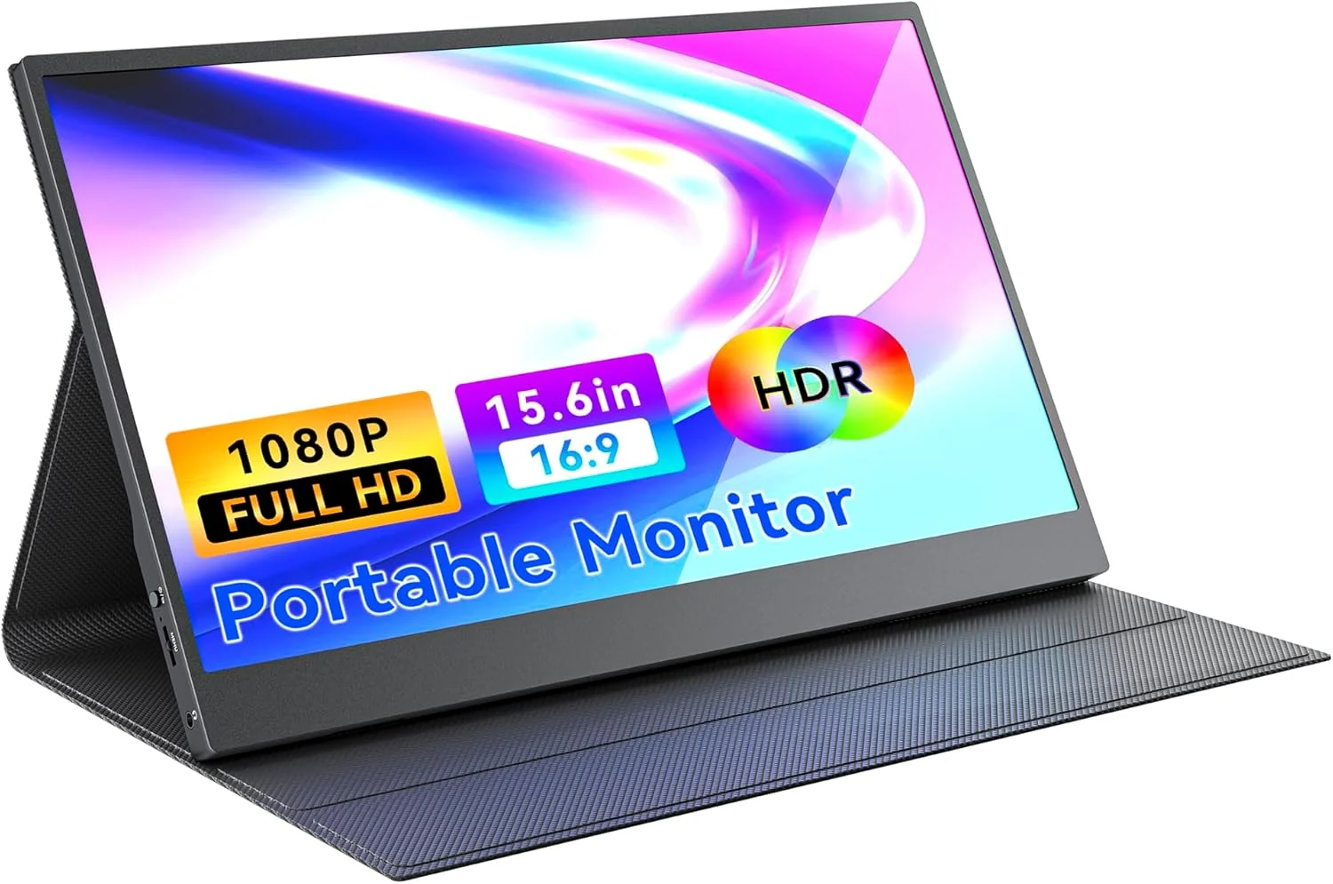 مانیتور قابل حمل 15.6 اینچی FHD 1080P 60 هرتز IPS با پورت های دوگانه USB-C و Mini HDMI، مانیتور فوق العاده باریک مخصوص بازی با کاور هوشمند، اتصال آسان برای لپ تاپ، کامپیوتر، مک، تلفن، PS5